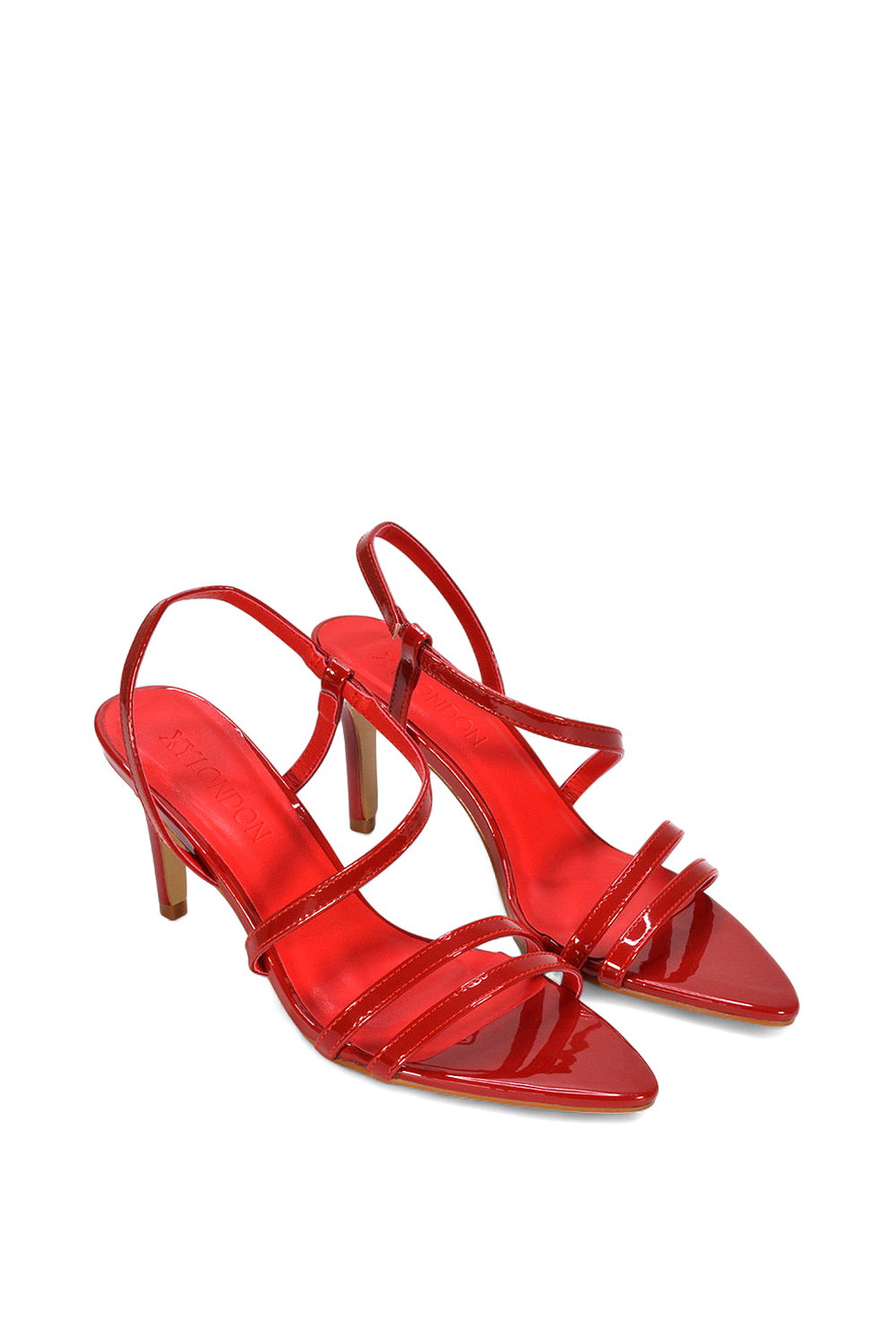 Red XY LONDON Red 'Theodora' Strappy Pointed Toe Stiletto Heel Sandal Shoes, Image 5 of 5
