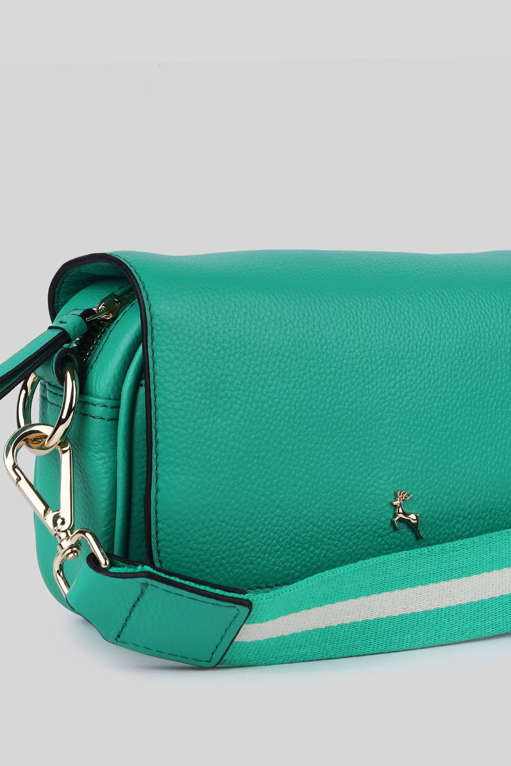 Green Ashwood Leather Green 'Eleganza Milano' Real Leather Flapover Crossbody Bag, Image 2 of 4