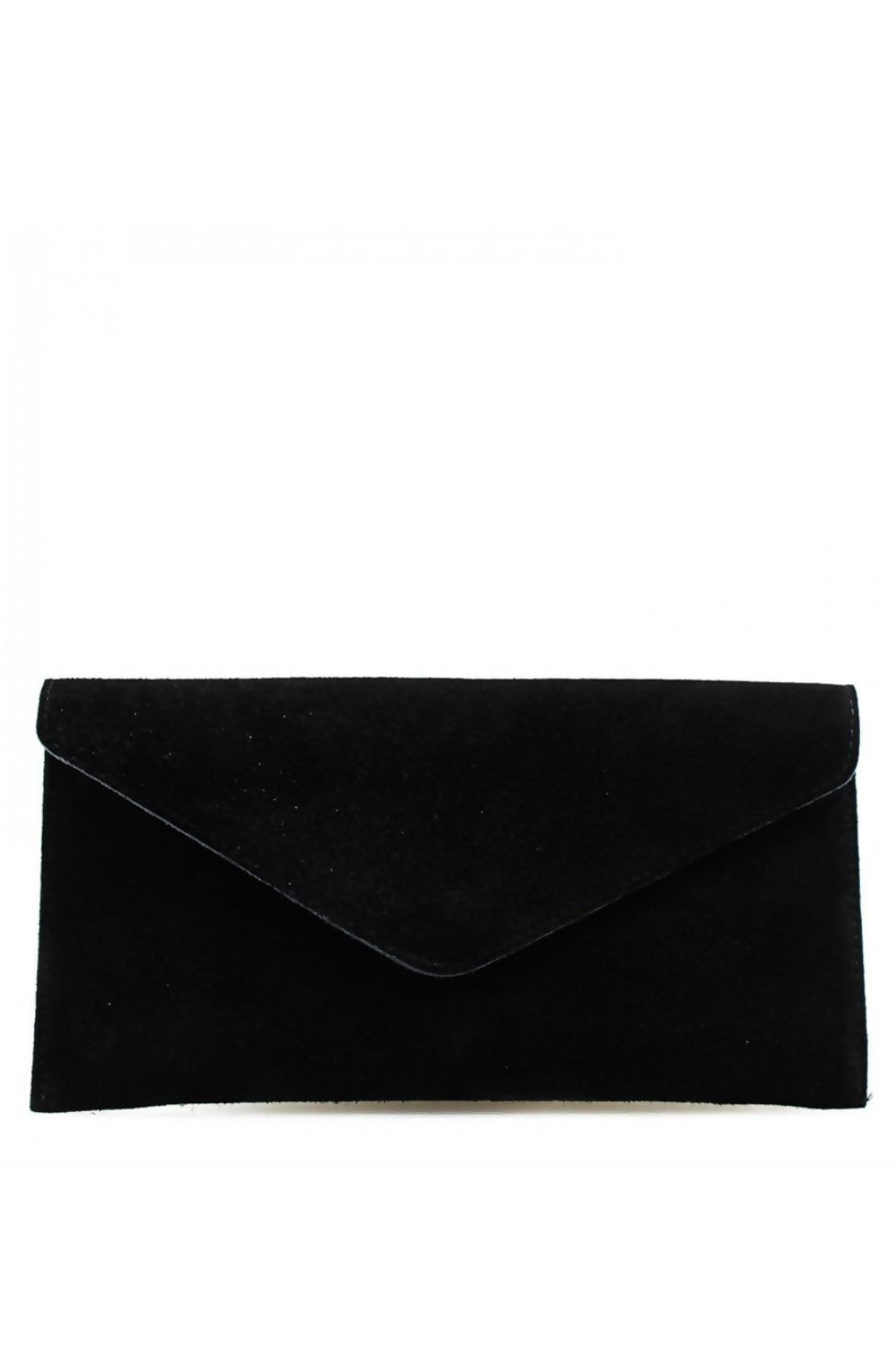 Black Black Suede Envelope Luxe Clutch Bag - Laura, Image 2 of 2