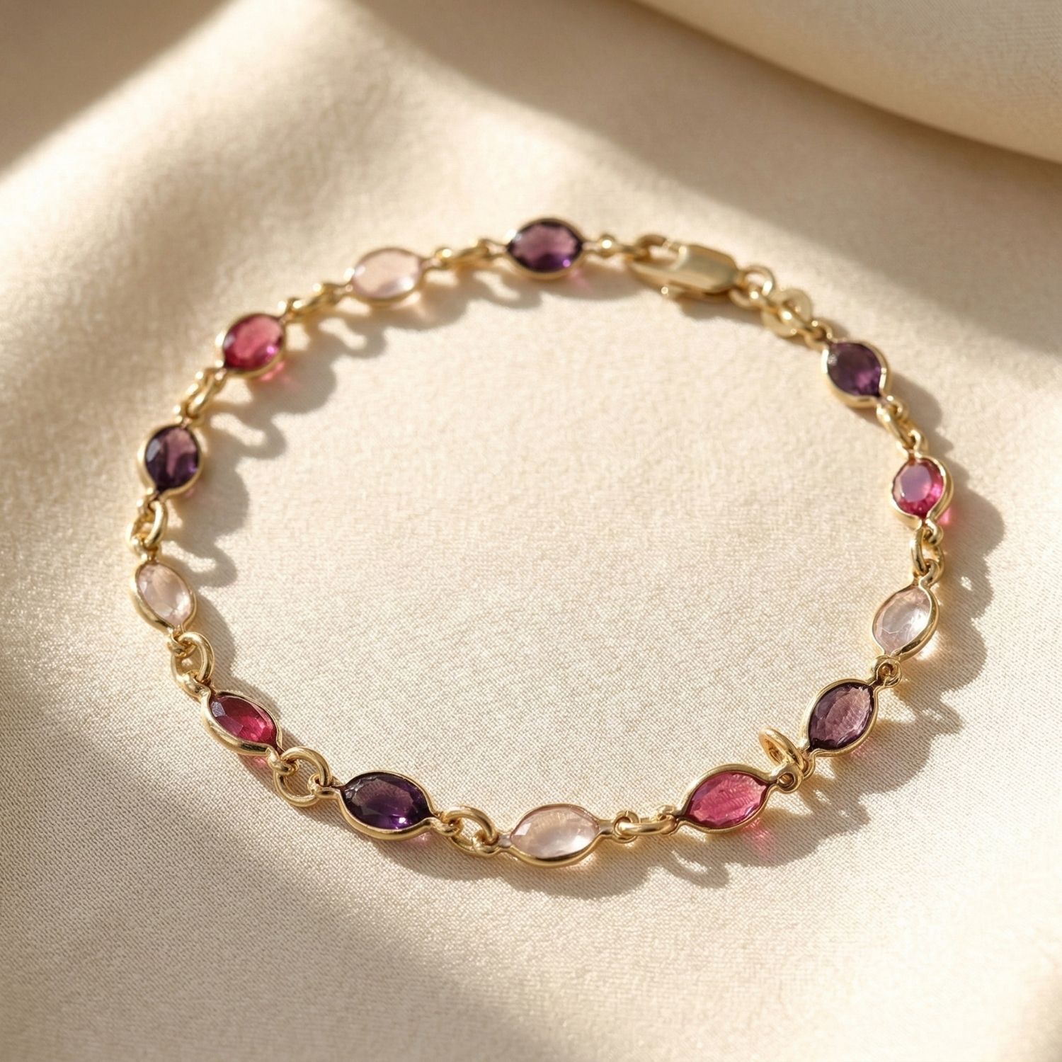 Purple Radiant Multi Gemstone Purple Crystal Bracelet