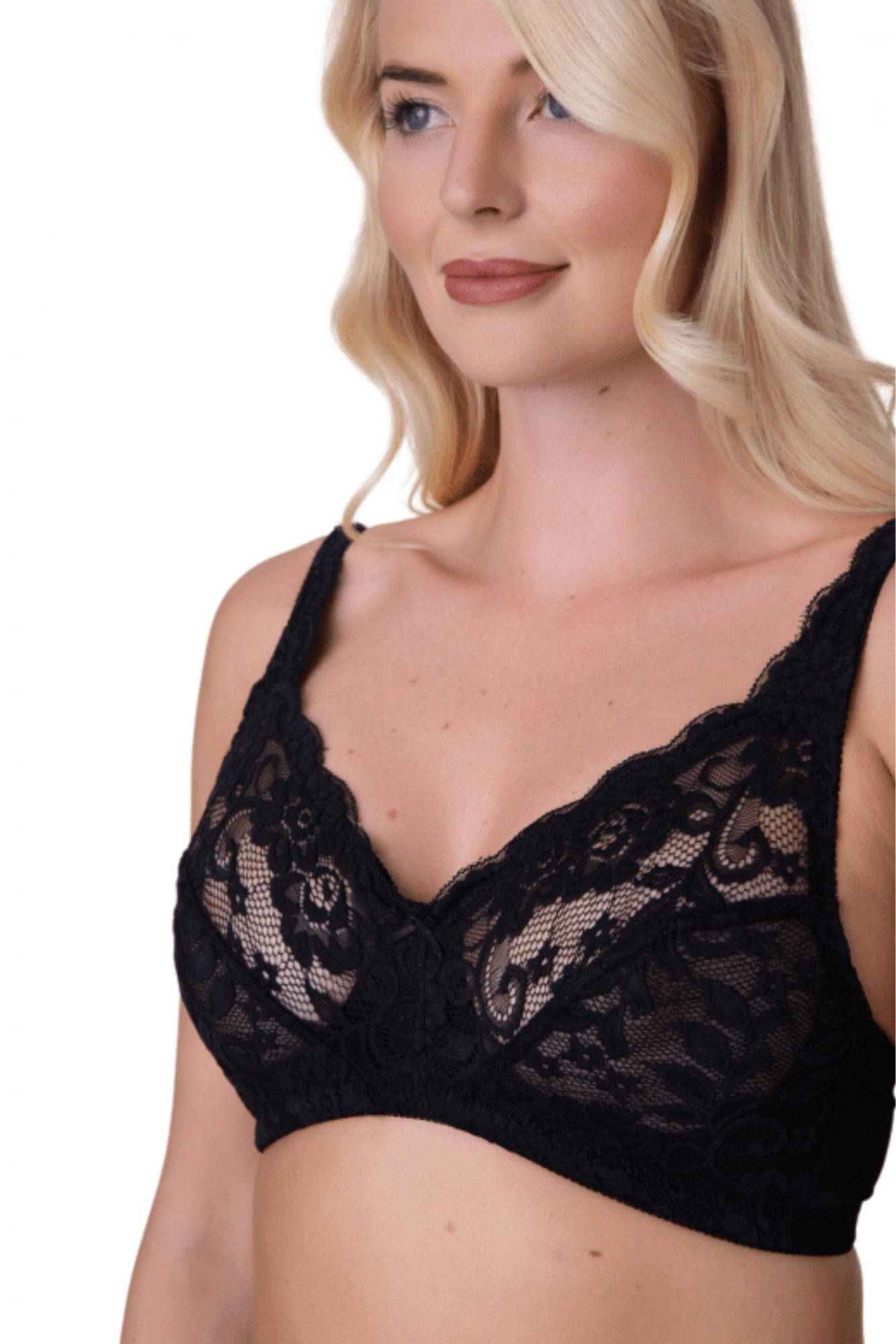 Black Camille Lingerie Black Soft Lace Cup Non-Wired Bra, Image 5 of 5