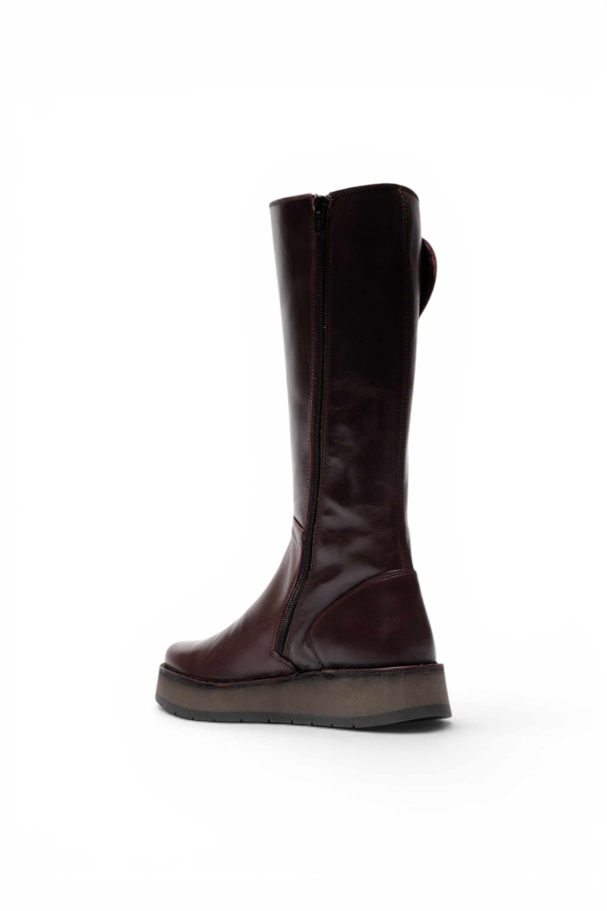Wine Womens Leather High Long Boots-RHEA042, Image 4 of 5