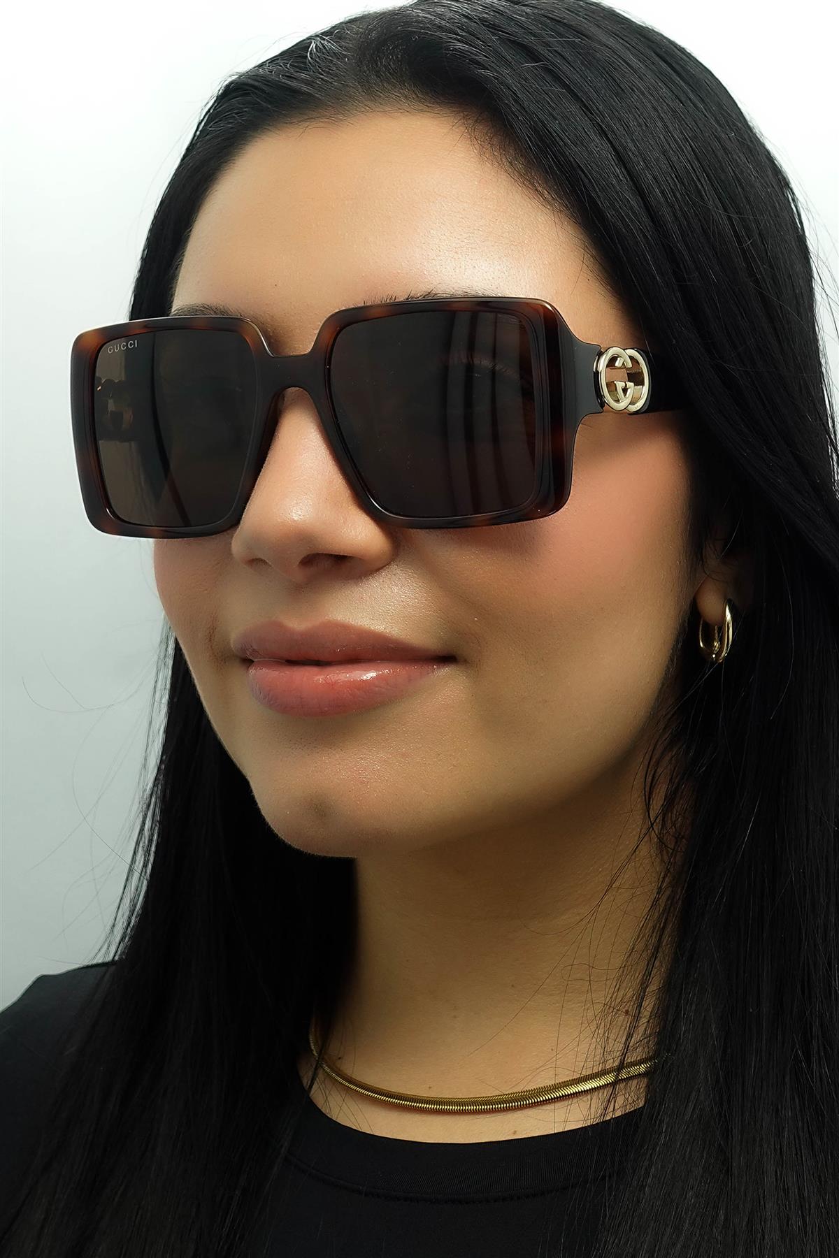 Brown Square Dark Havana with Gold Dark Brown GG1692S, Image 6 of 6
