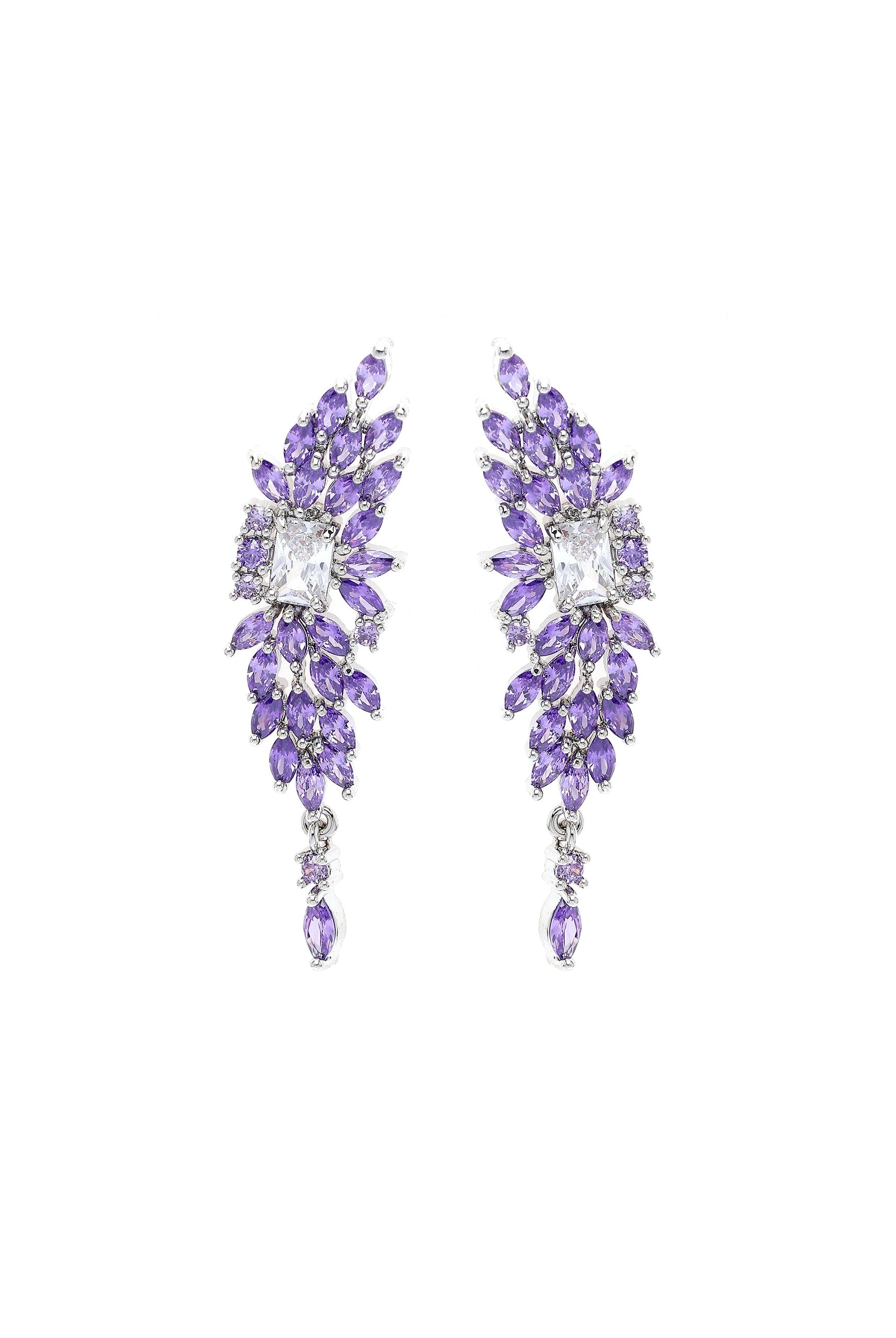 Purple Dazzling Dainty Drop Earrings