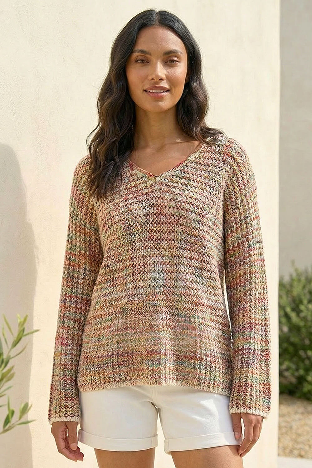 Pink Textured Spacedye Knit Jumper, Image 3 of 4