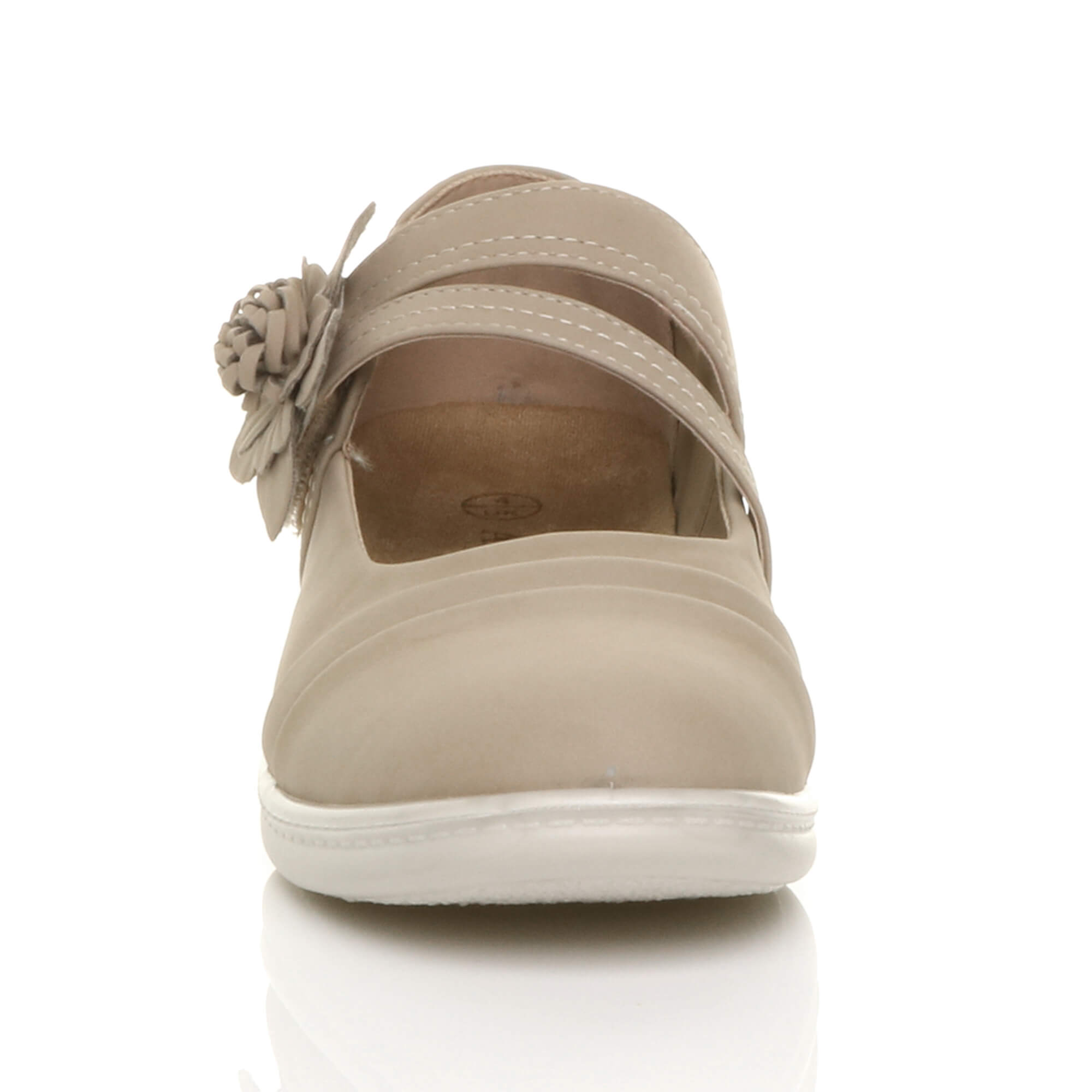 Beige AJVANI Beige Flat Comfort Mary Jane Shoes, Image 6 of 6