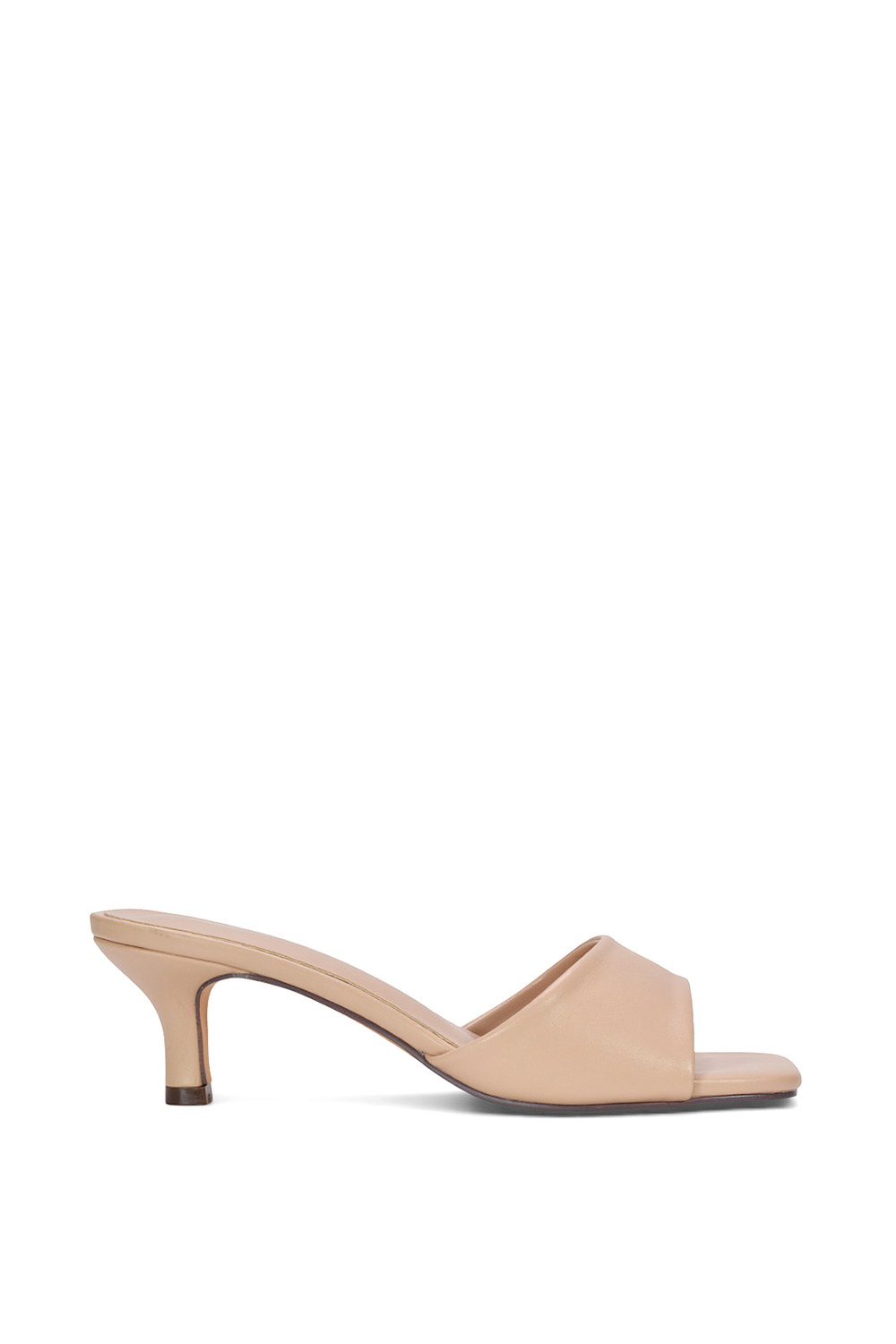 Black 'Pearl' Square Toe Stiletto Kitten Heel Mule Sandals
