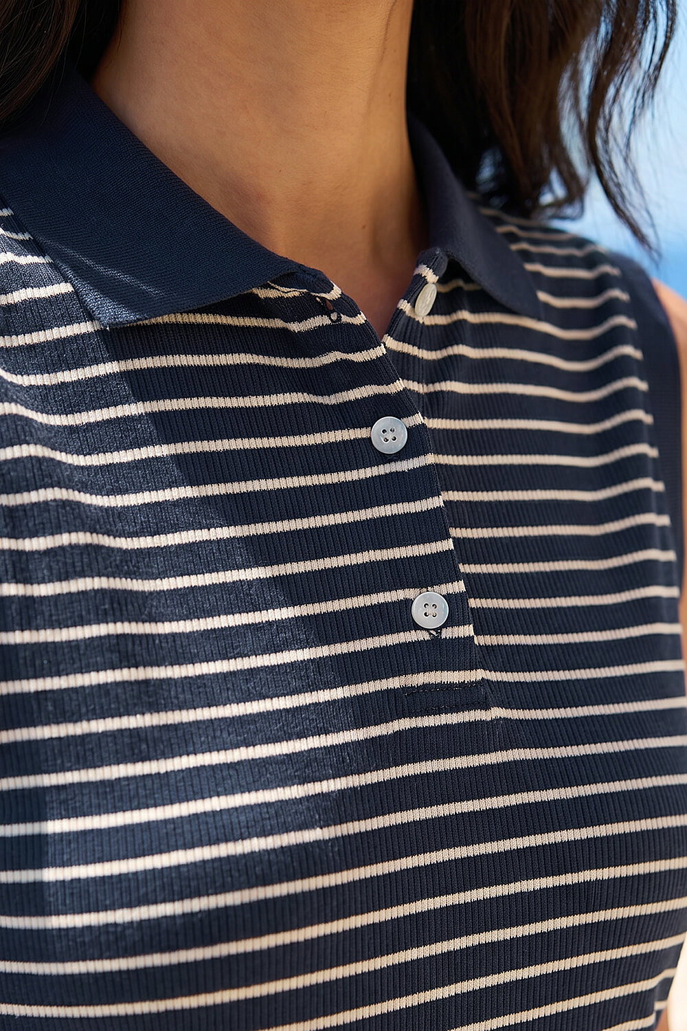 Navy Stripe Collared Mini Dress, Image 5 of 4