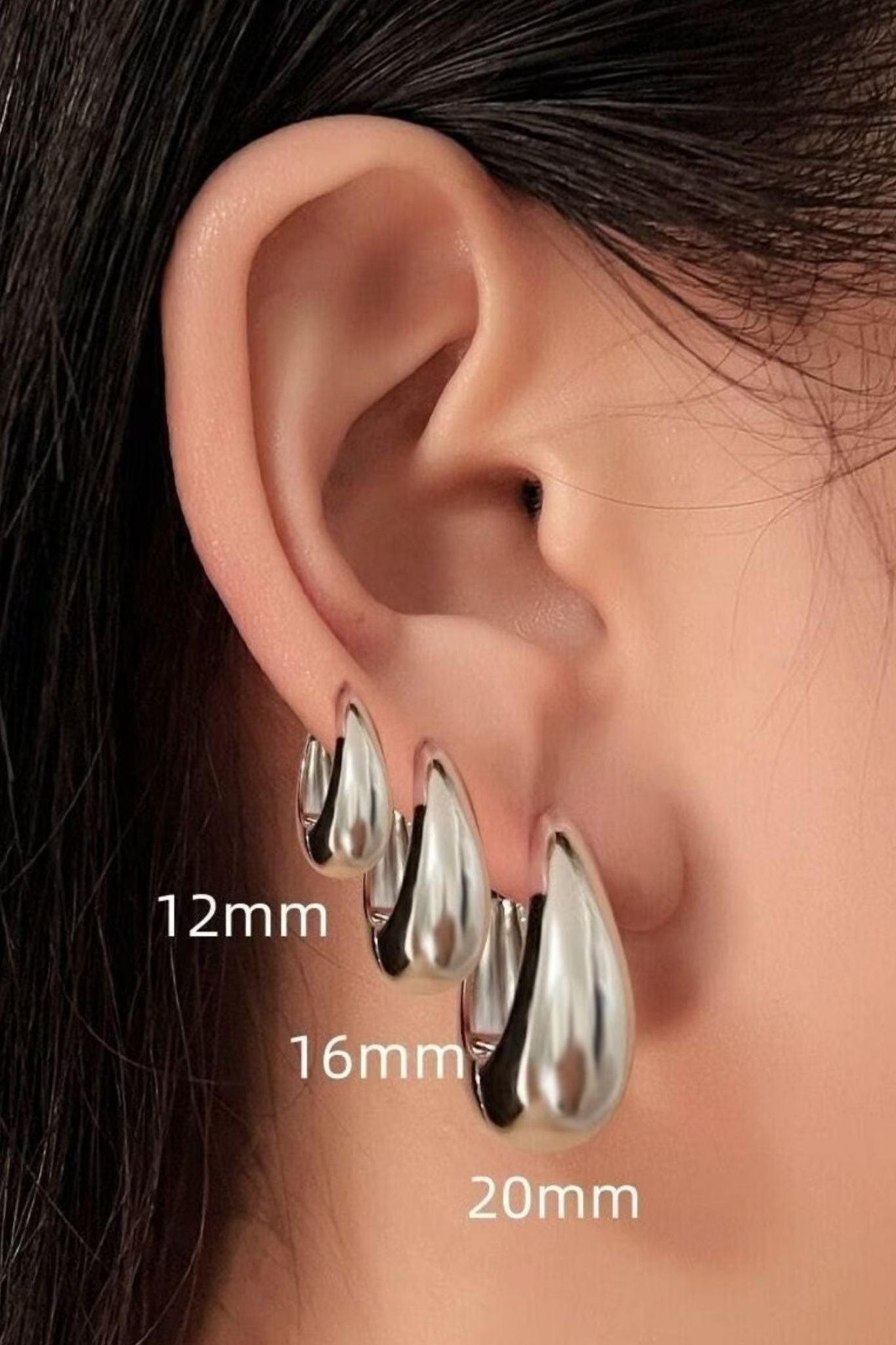 Silver Mia Gioielli Silver Chunky Huggie Hoops Statement Earrings, Image 1 of 3