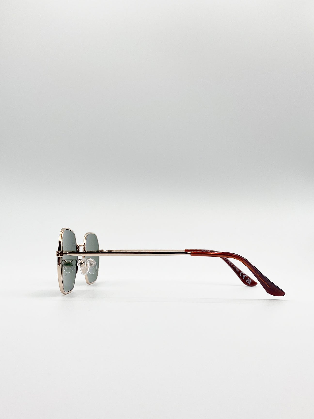 Gold Hexagon Metal Frame Sunglasses in Gold, Image 4 of 5
