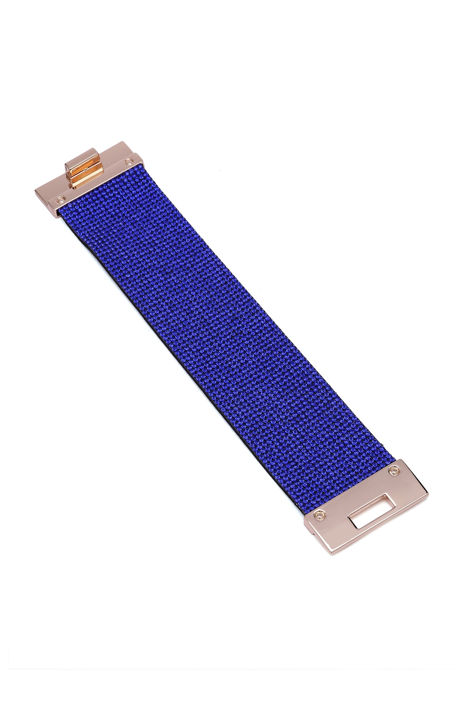 Blue AVANT-GARDE PARIS Blue Luxury Crystal-Studded Leather Cuff Bracelet, Image 4 of 4