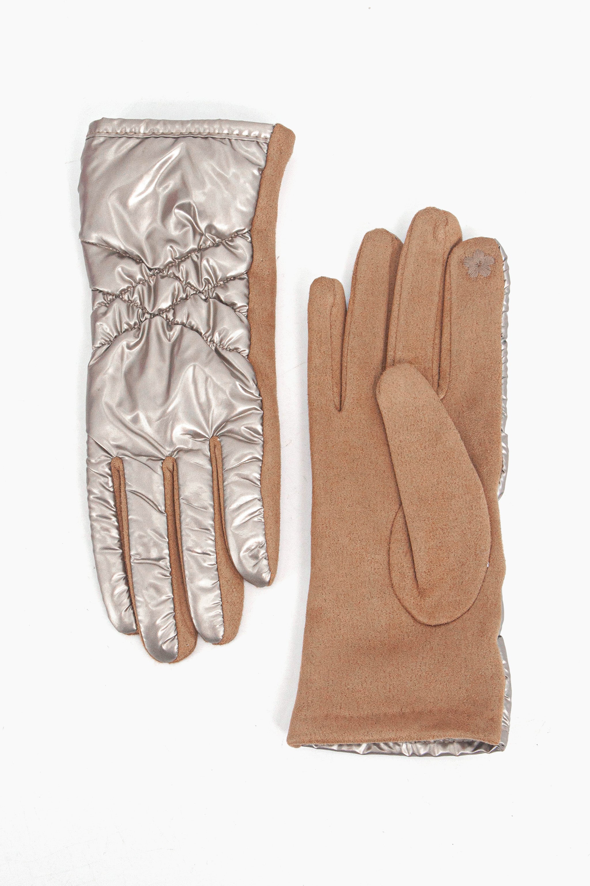 Gold Metallic Touch Screen Winter Gloves, Image 1 of 4