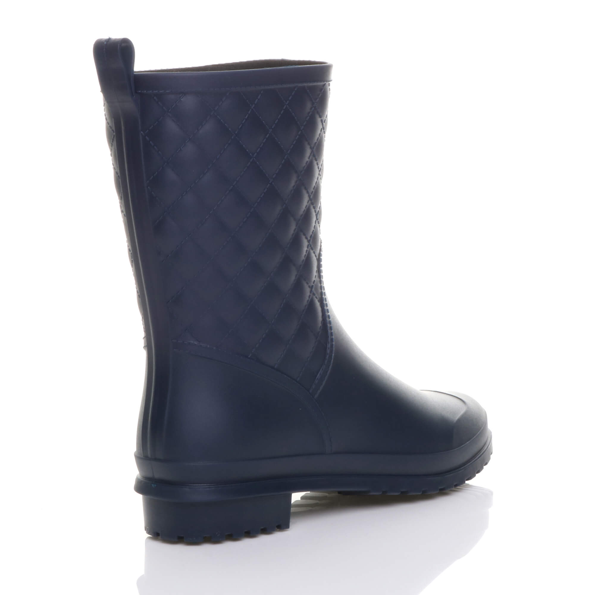 Navy Blue AJVANI Navy Blue Waterproof Wellingtons Quilted Ankle Boots Wellies, Image 4 of 6