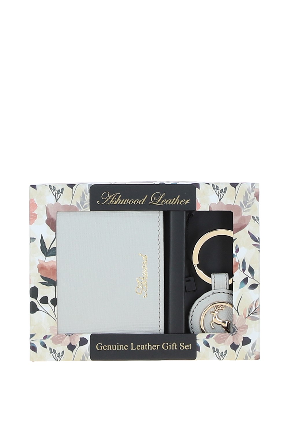 Grey Elegant Real Leather Card Holder & Key Ring Set, Image 2 of 5