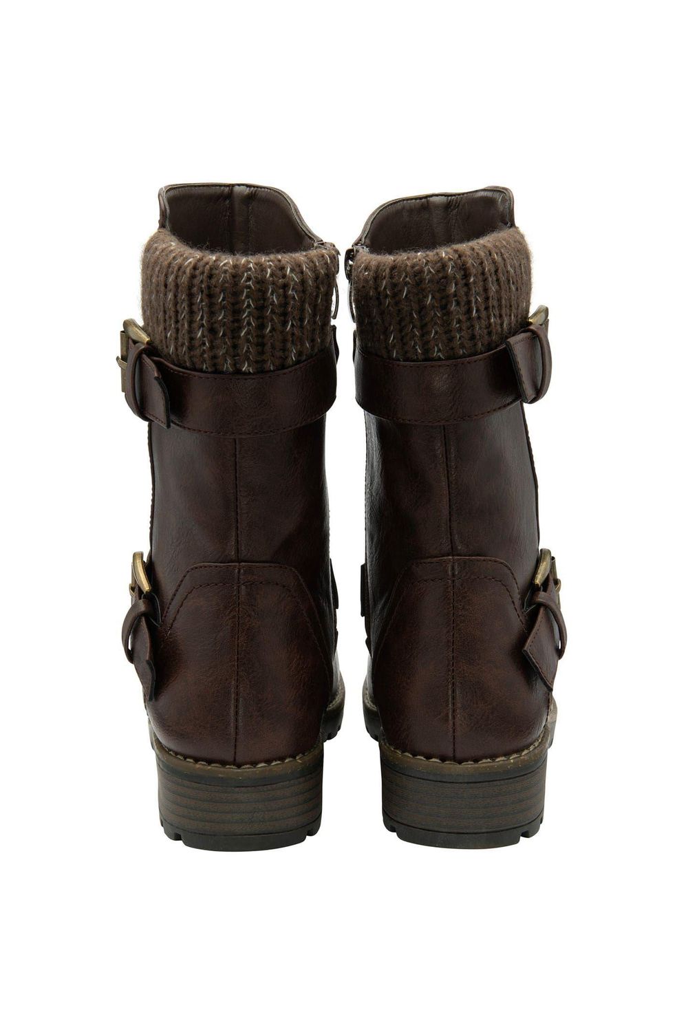 Brown Jemima Low Block Heel Biker Boots, Image 6 of 7