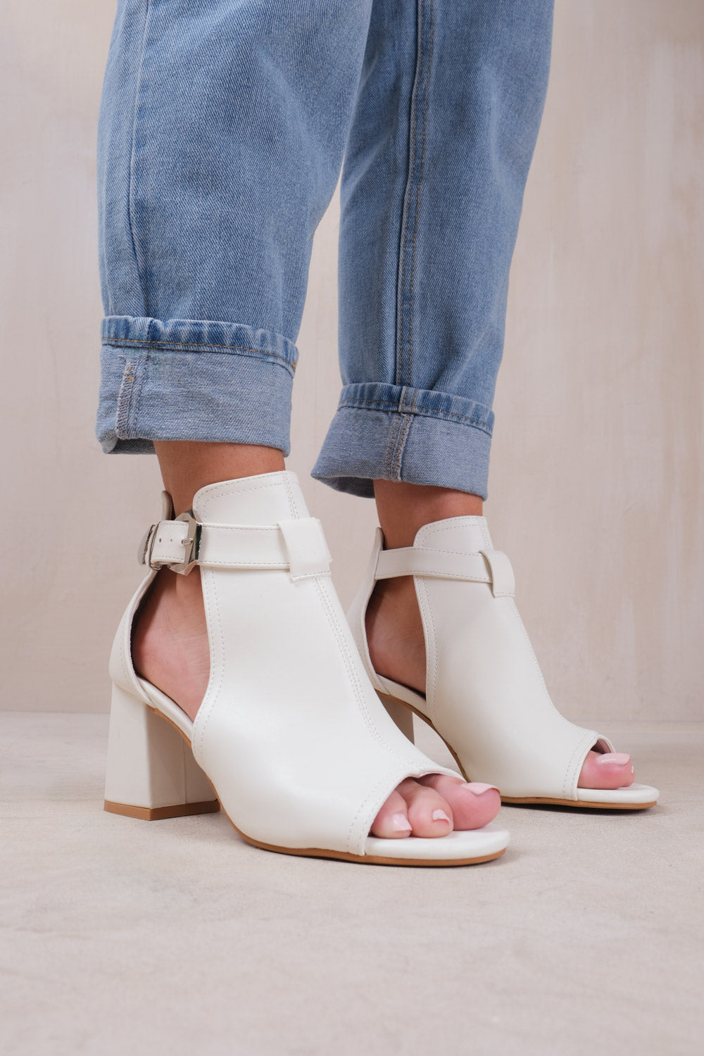 White 'Lisa' Block Heels, Image 1 of 3