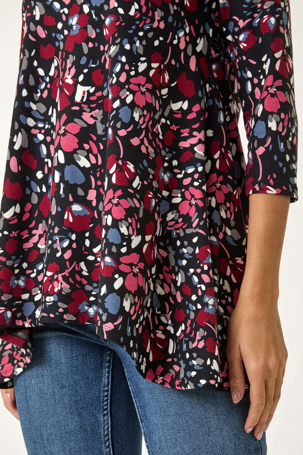 PINK Floral Print Swing Stretch Tunic Top, Image 6 of 5