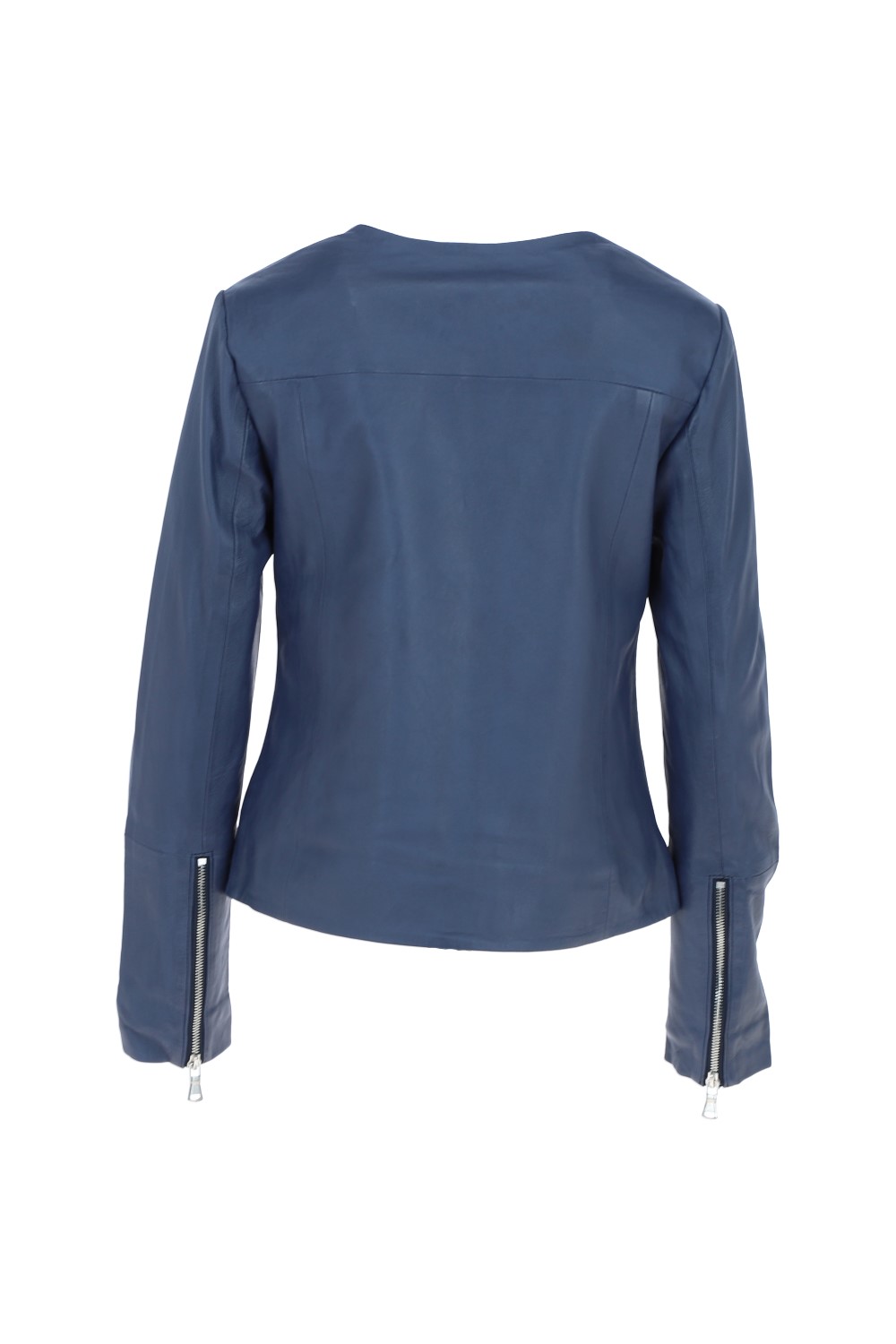 Blue 'Francesca' Collarless Real Leather Fashion Jacket, Image 4 of 5