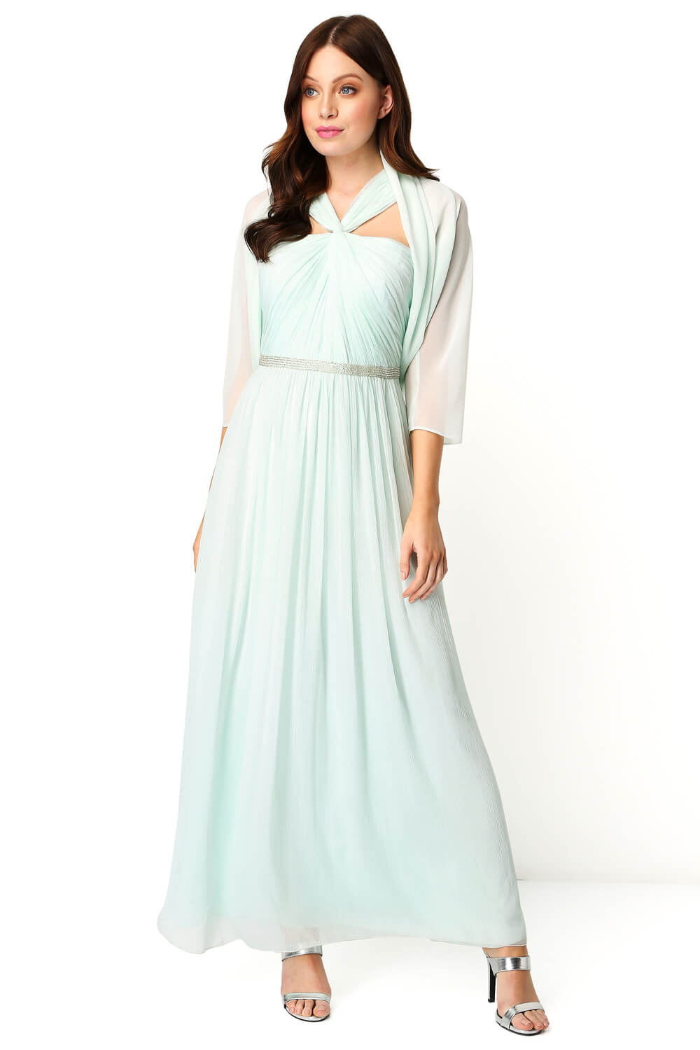 Mint Ruched Hem Chiffon Bolero, Image 5 of 5