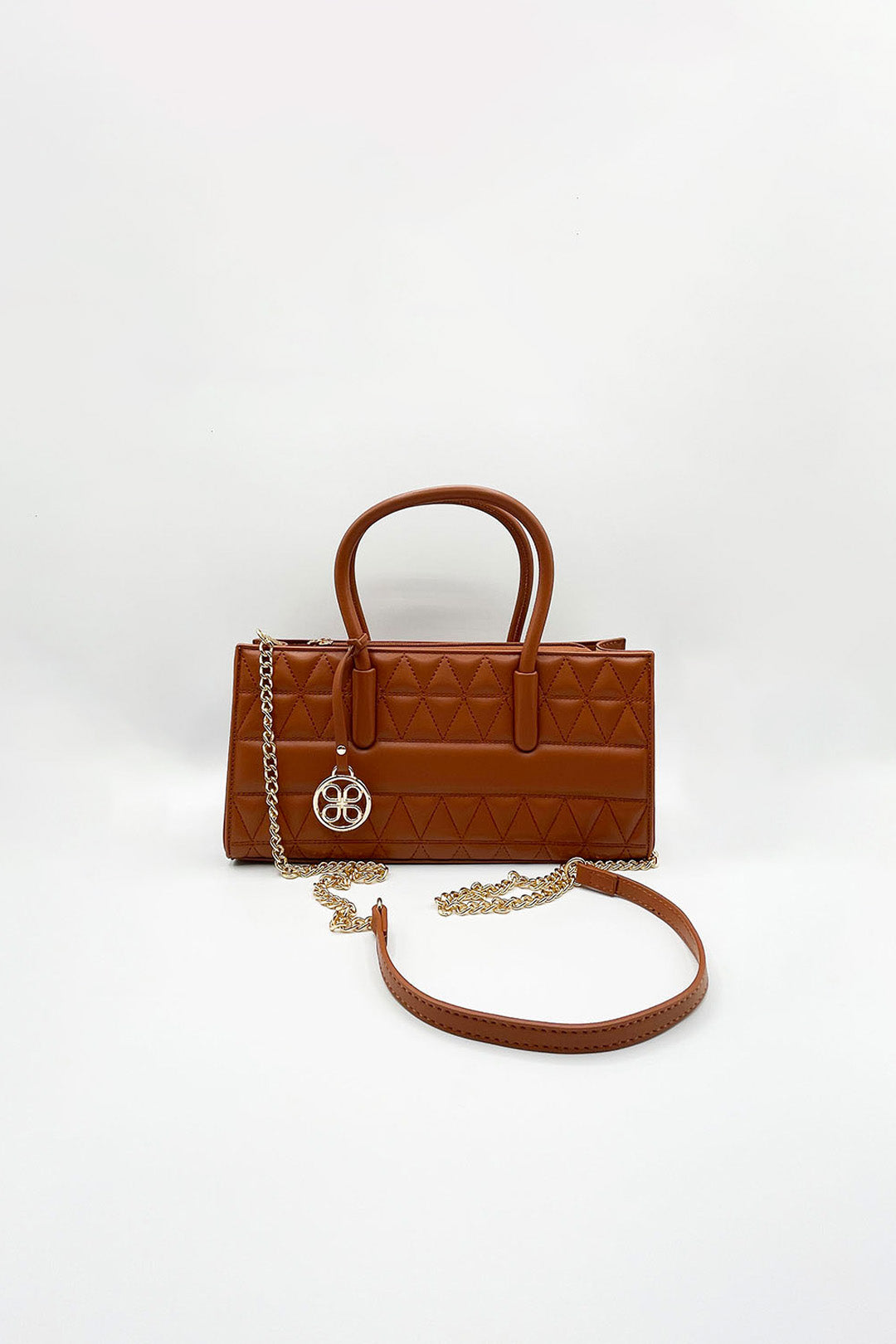 Brown Faux Leather Luxe Quilted Crossbody Bag, Image 3 of 5