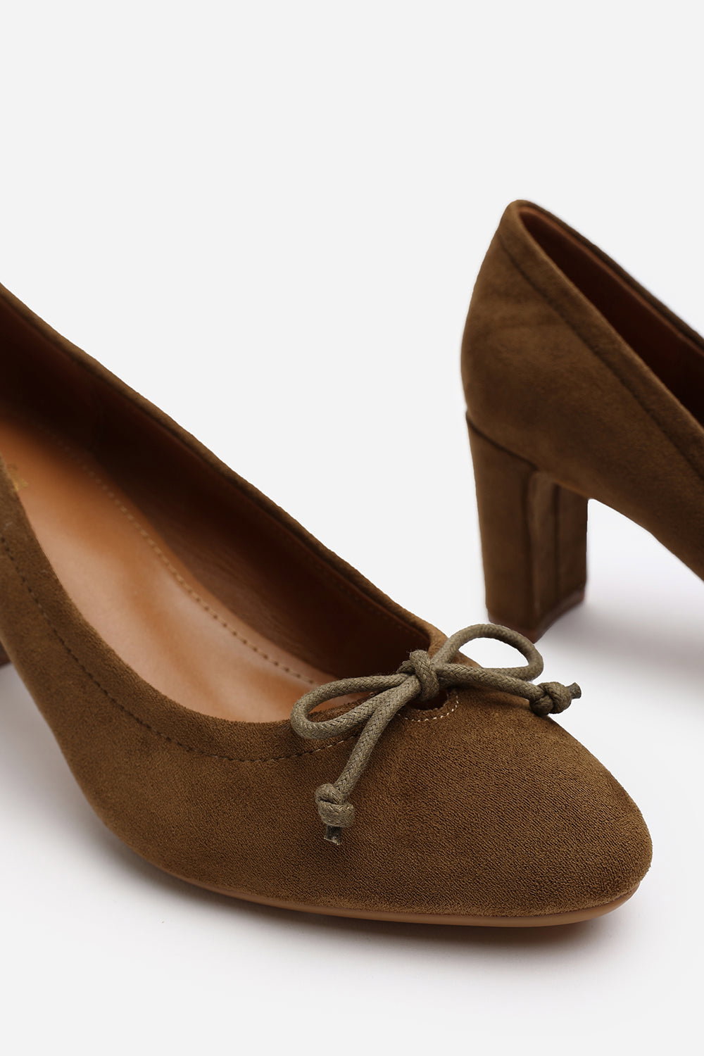Khaki 'Primrose' Block Heel Court Shoe, Image 5 of 6