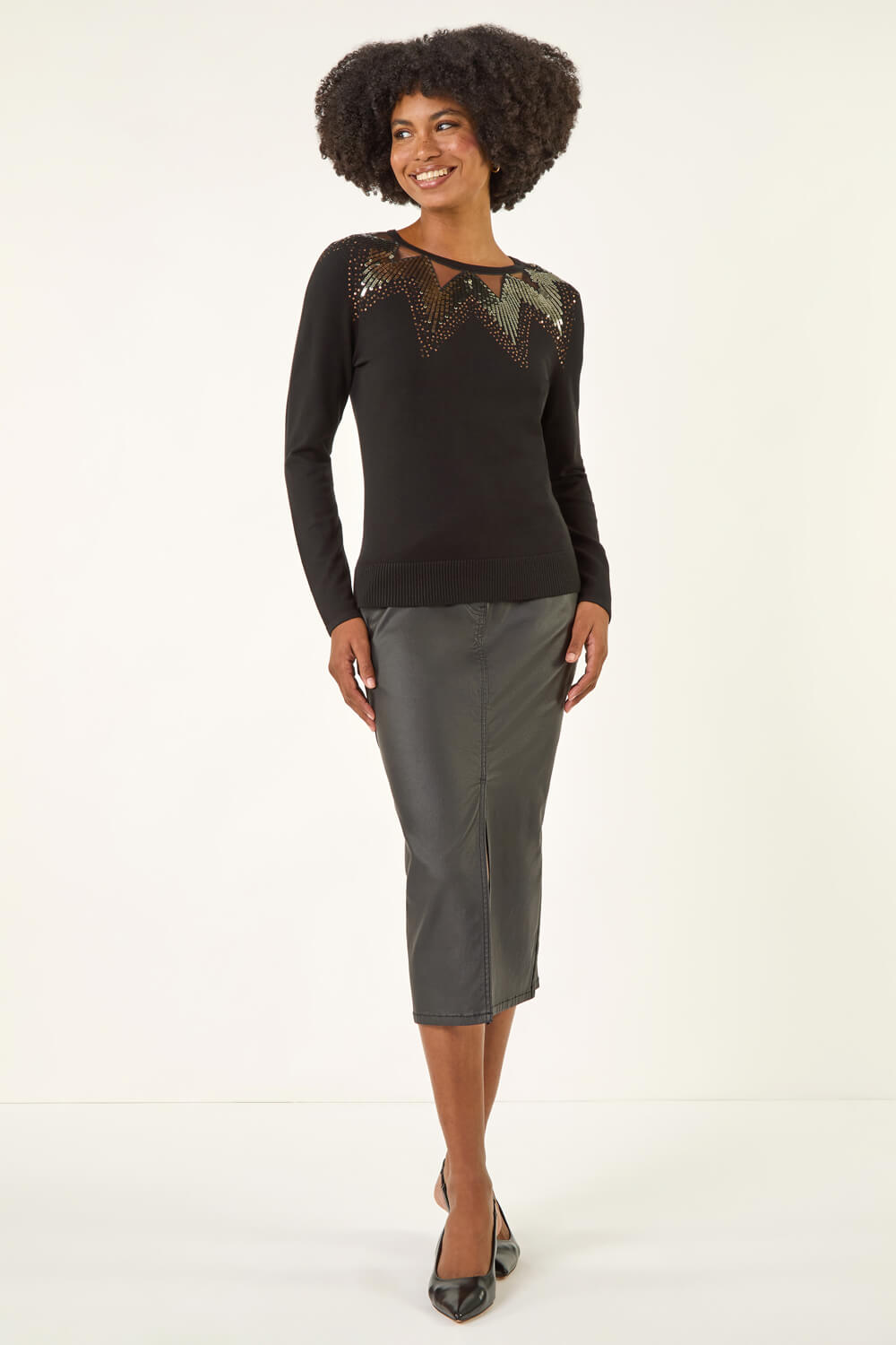 Black Sparkly Mix Knit Top, Image 1 of 5