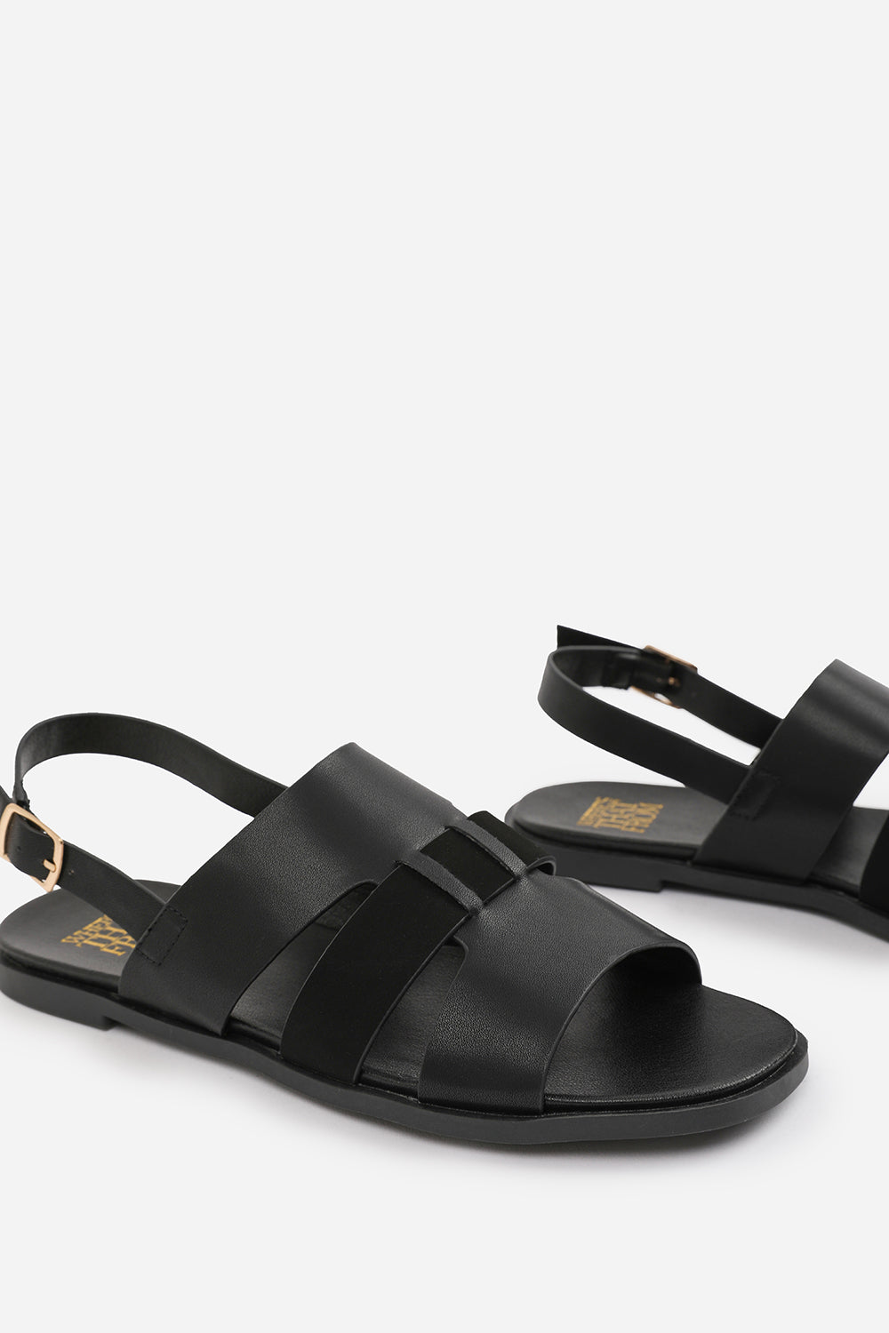 Black 'Violet' Flat Sandals With Multi Strap, Image 4 of 5