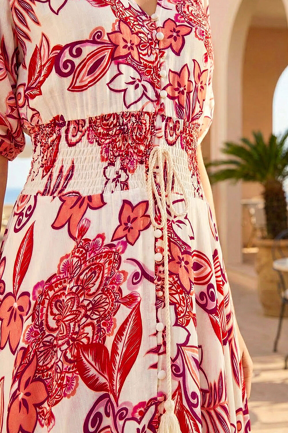 Red Dusk Boho Floral Print V-Neck Maxi Dress, Image 5 of 4