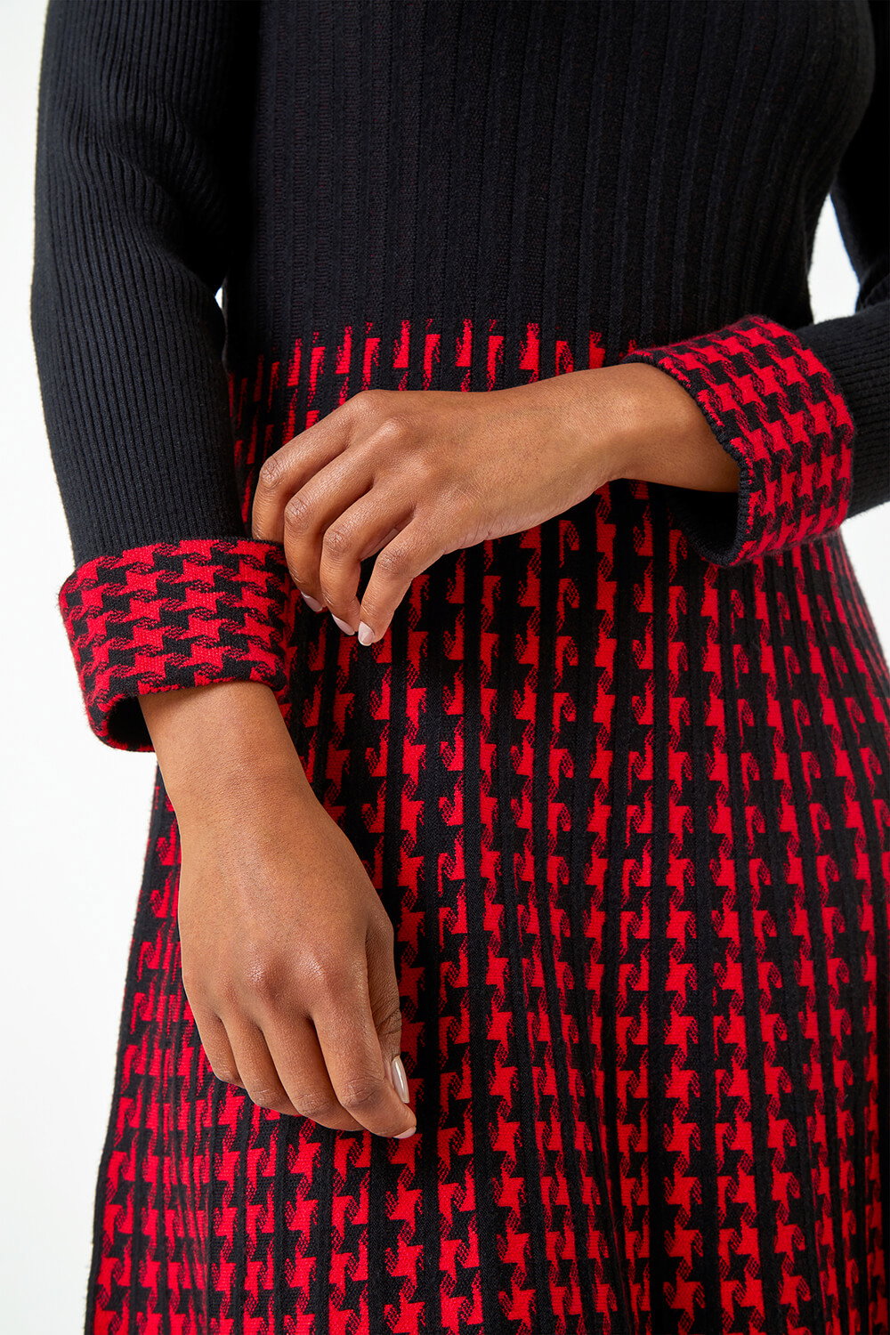 Red Petite Contrast Knit Jumper Dress, Image 6 of 5