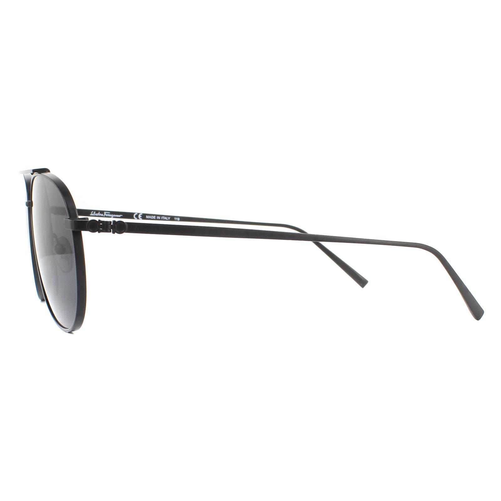 Black Salvatore Ferragamo Black Aviator Matte Black Grey Sunglasses, Image 3 of 4