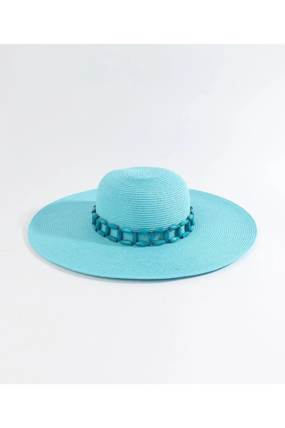 Turqouise Tulum - Wide Brim Sun Hat - Medium Turquoise, Image 2 of 2