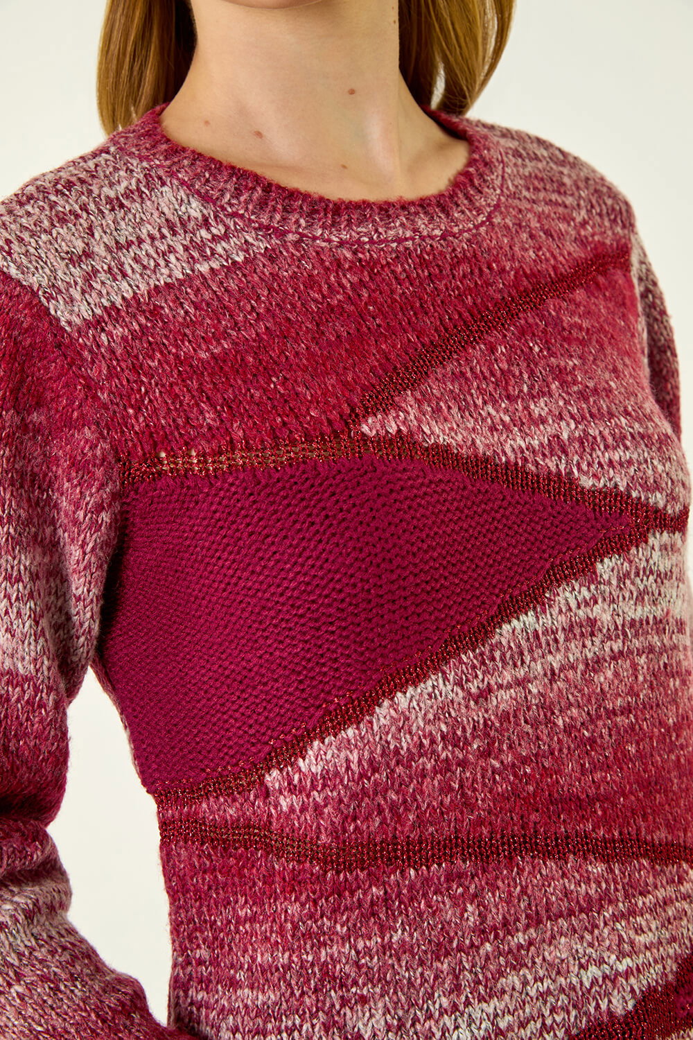 Red Colour Block Knit Jumper, Image 6 of 5