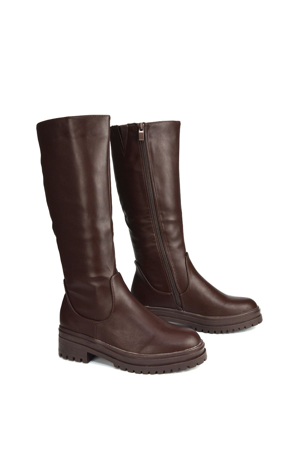 Brown 'Maura' Chunky Sole Mid Calf Boots, Image 4 of 4