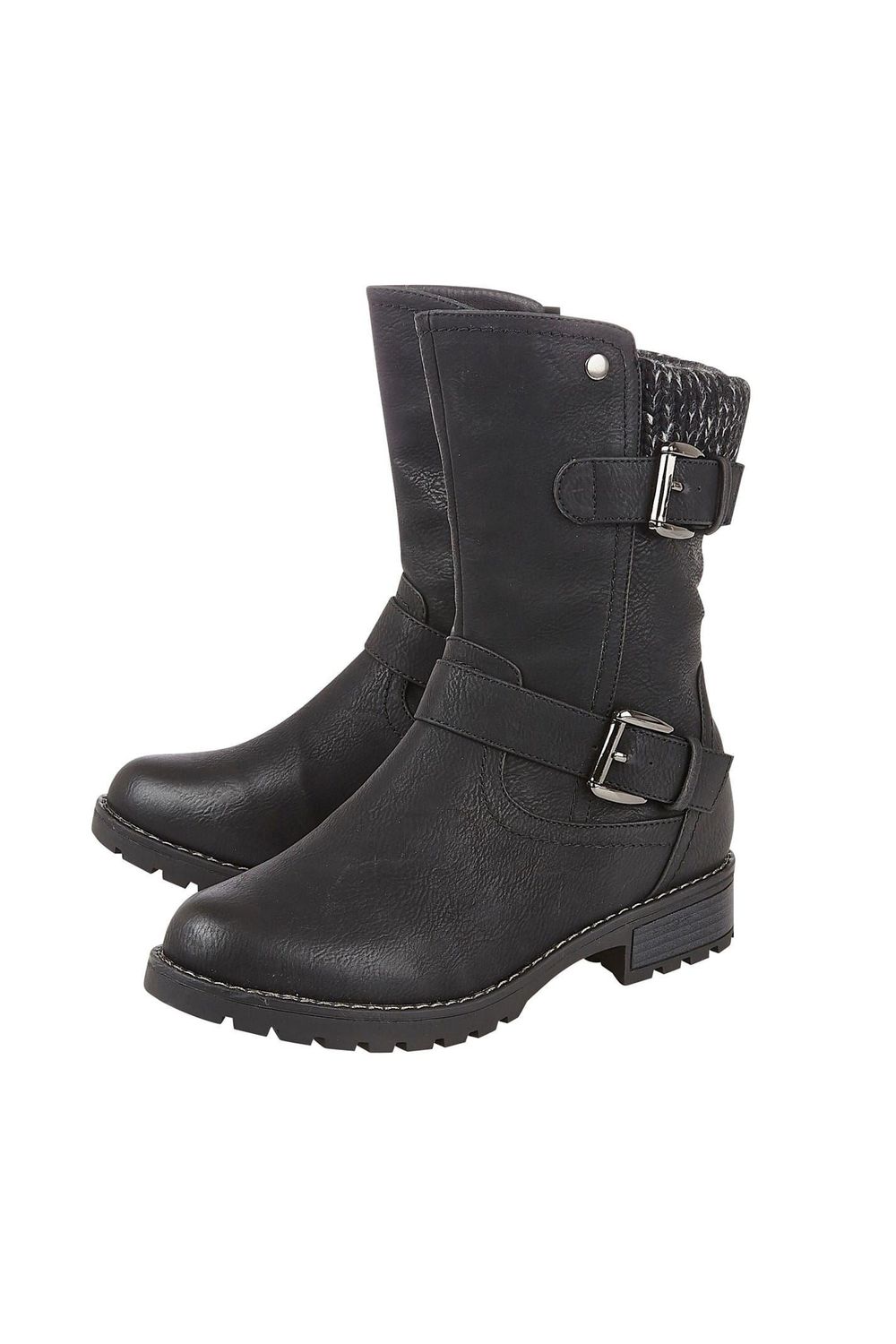 Black Jemima Low Block Heel Biker Boots, Image 4 of 7