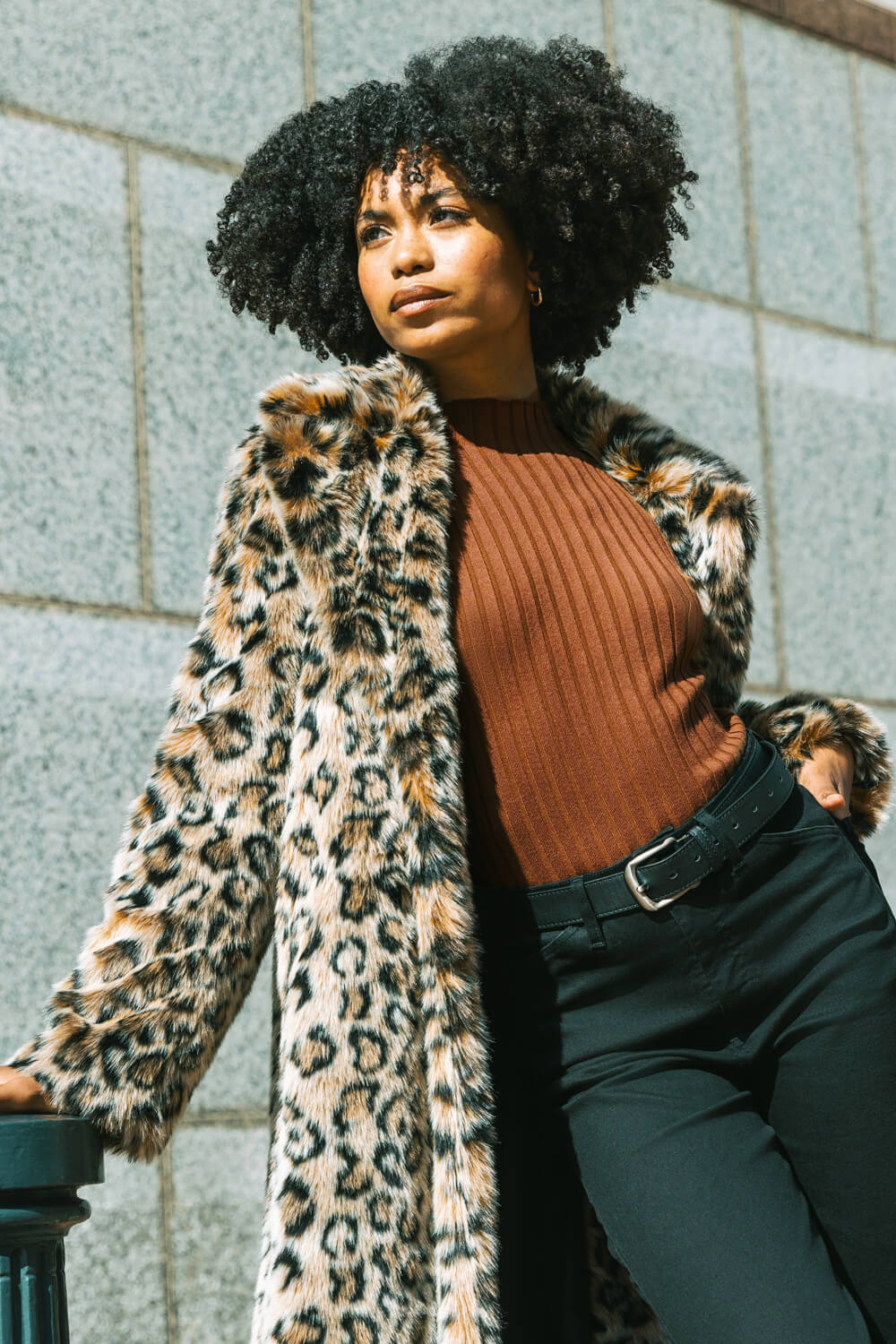 Brown Premium Animal Faux Fur Coat, Image 9 of 8