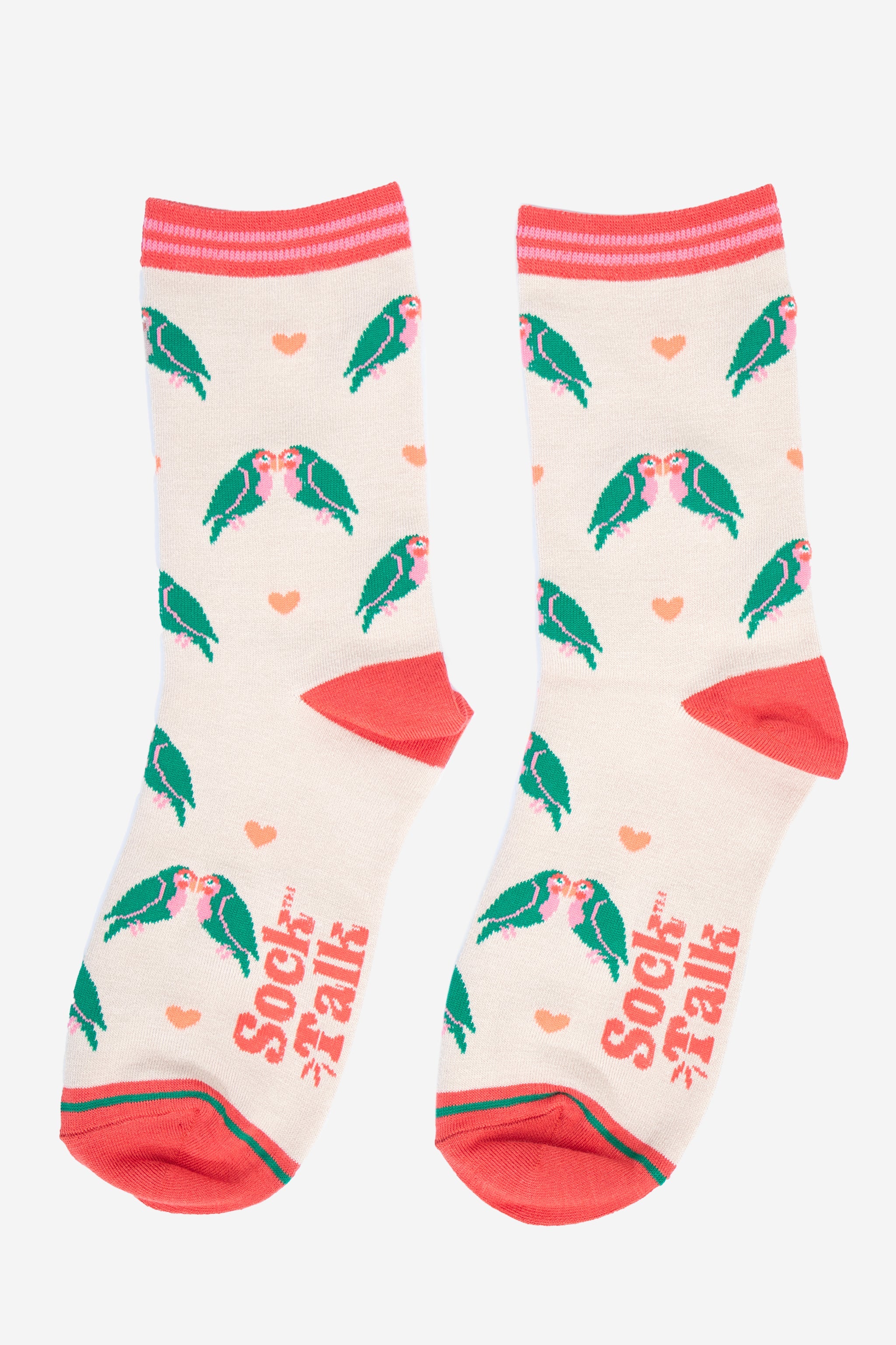 Cream Lovebirds And Hearts Bamboo Socks - Cream, Image 2 of 4