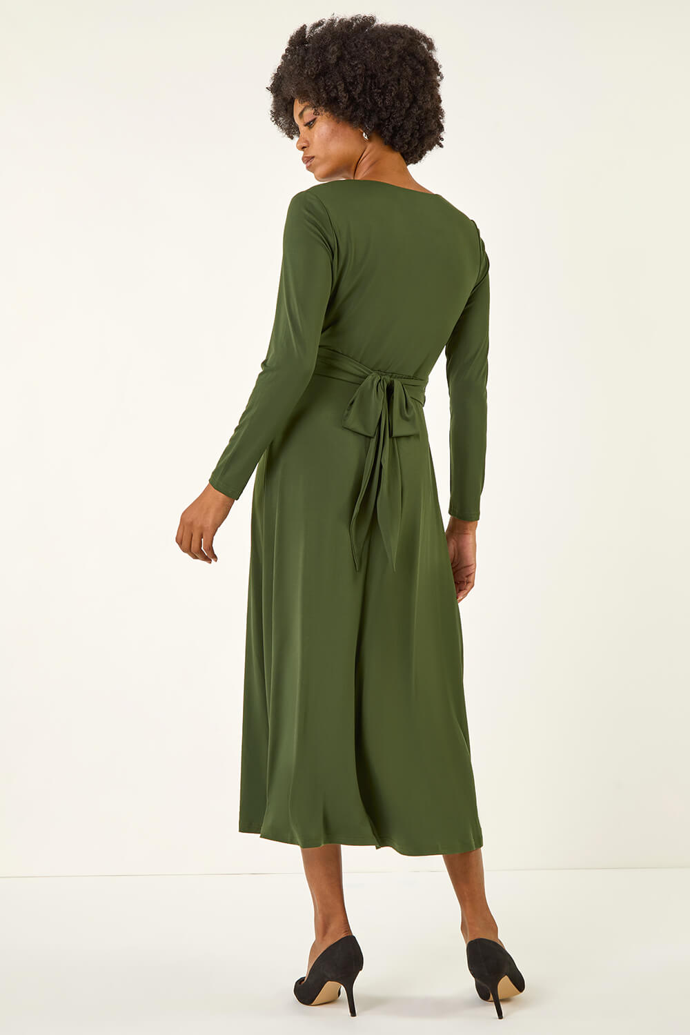 Forest  Twist Front Stretch Midi Dress, Image 4 of 5