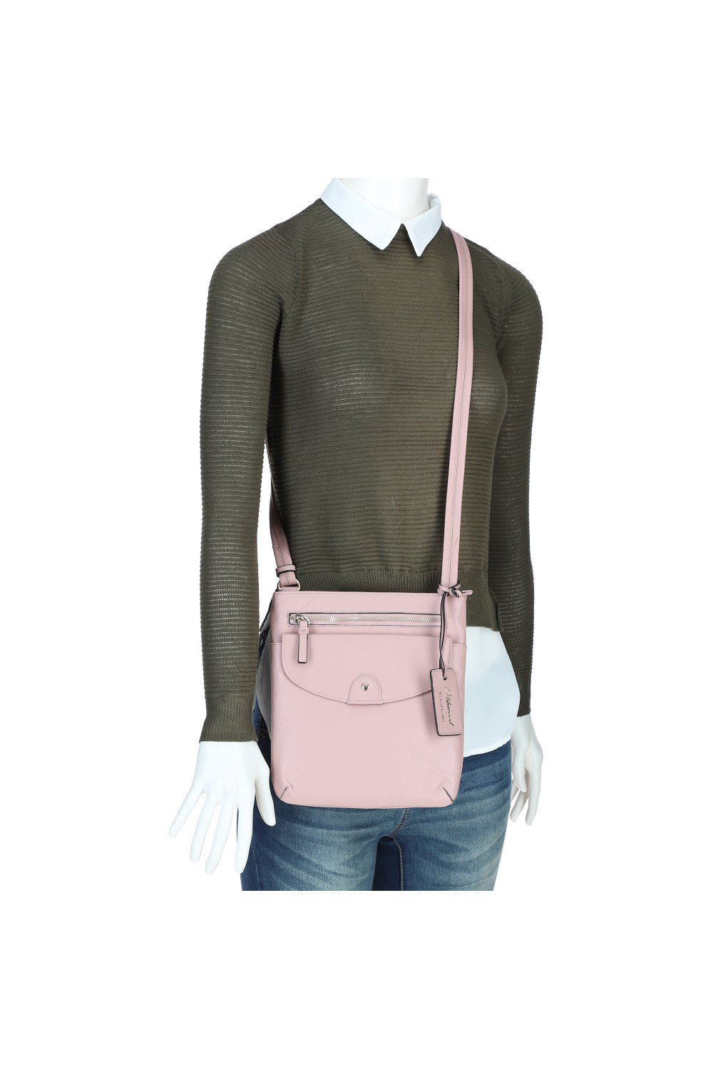 Light Pink Ashwood Leather Light Pink 'Five CB' Real Leather Cross Body Bag, Image 5 of 5