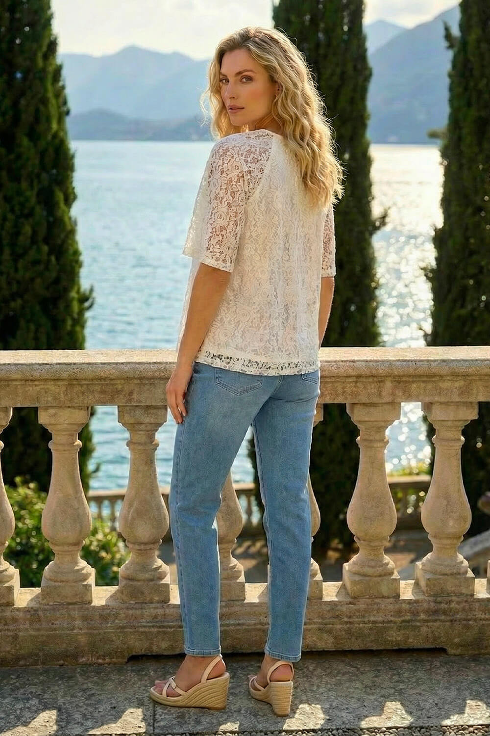 Ivory Lace Angel Sleeve Top, Image 4 of 4