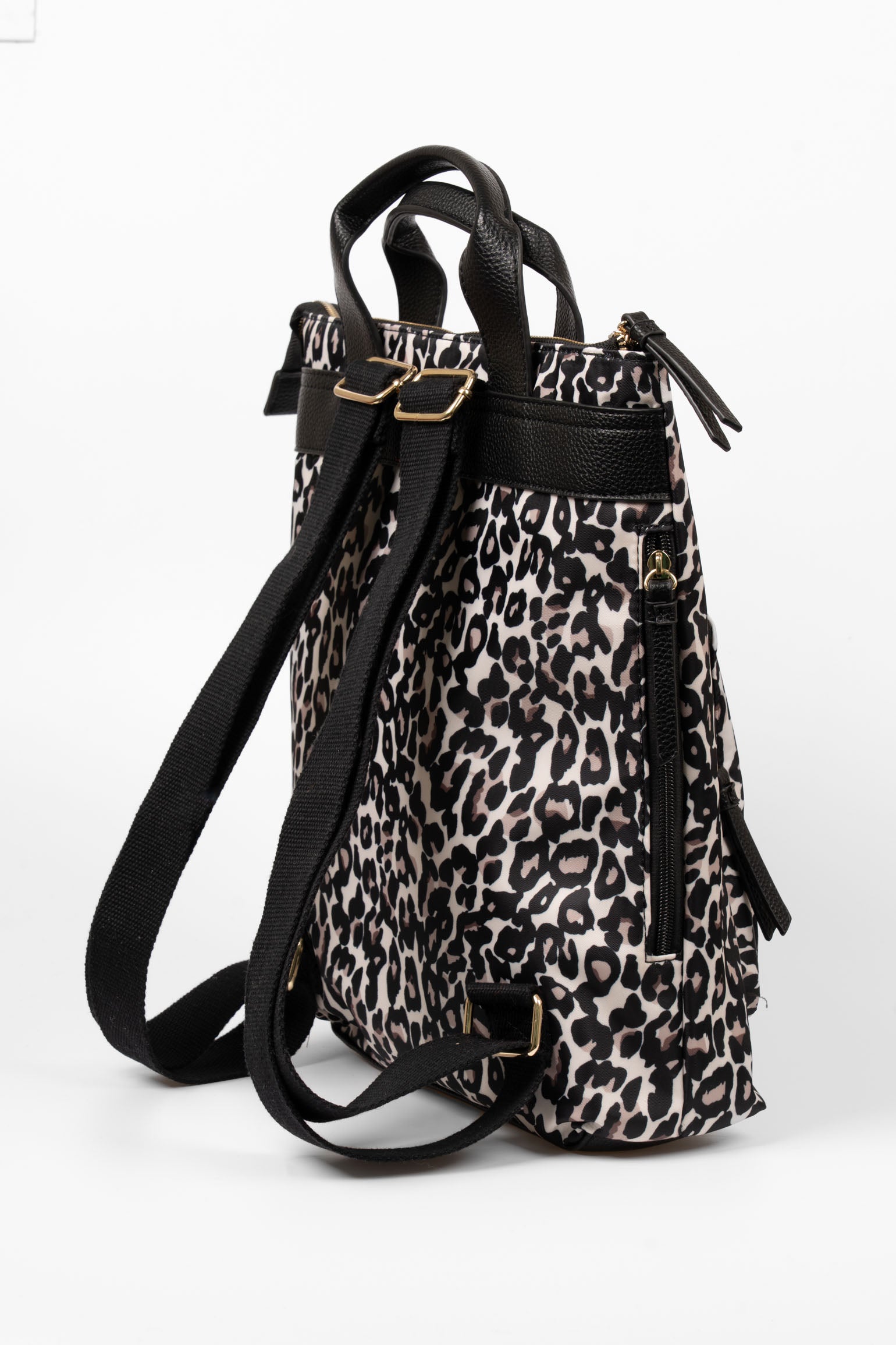 Cream Etre Cream Leopard Top Handle Foldable Backpack, Image 3 of 4