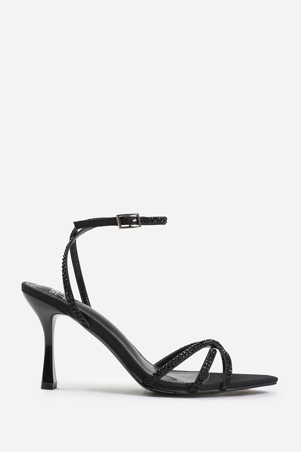 Black Audra Cross Over Strap With Gem Detail Heels, Image 2 of 4