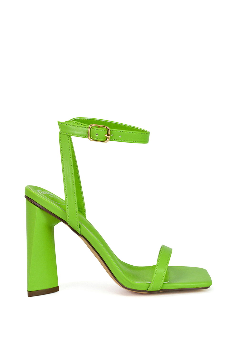 Black 'Max' Strappy Square Toe Sculptured Block High Heel Sandals