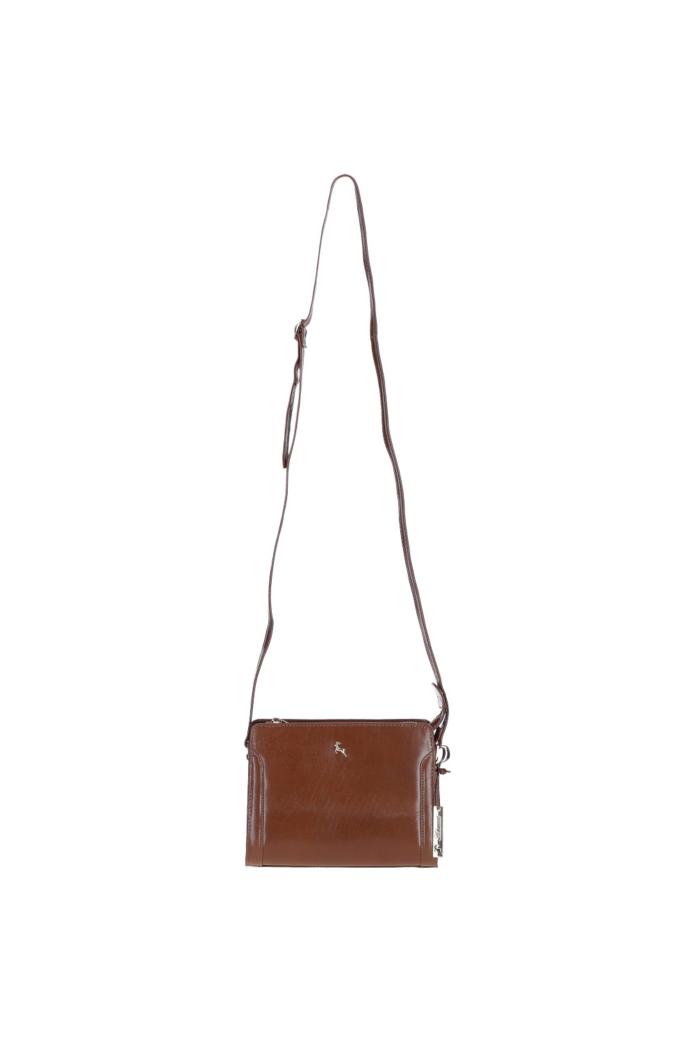Tan Compact Real Leather Shoulder Bag, Image 2 of 5