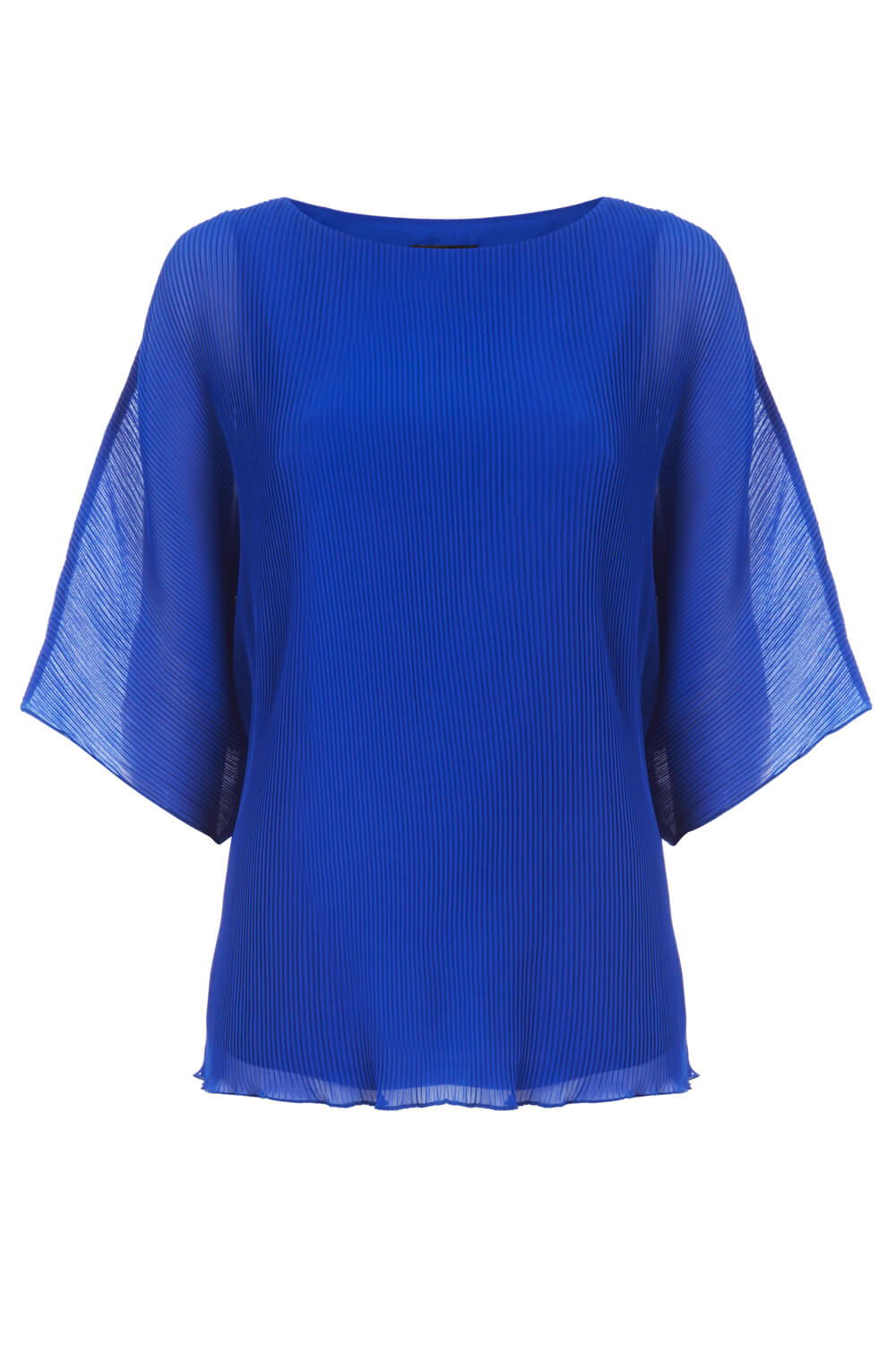 Royal Blue Pleated Chiffon Overlay Top, Image 5 of 8