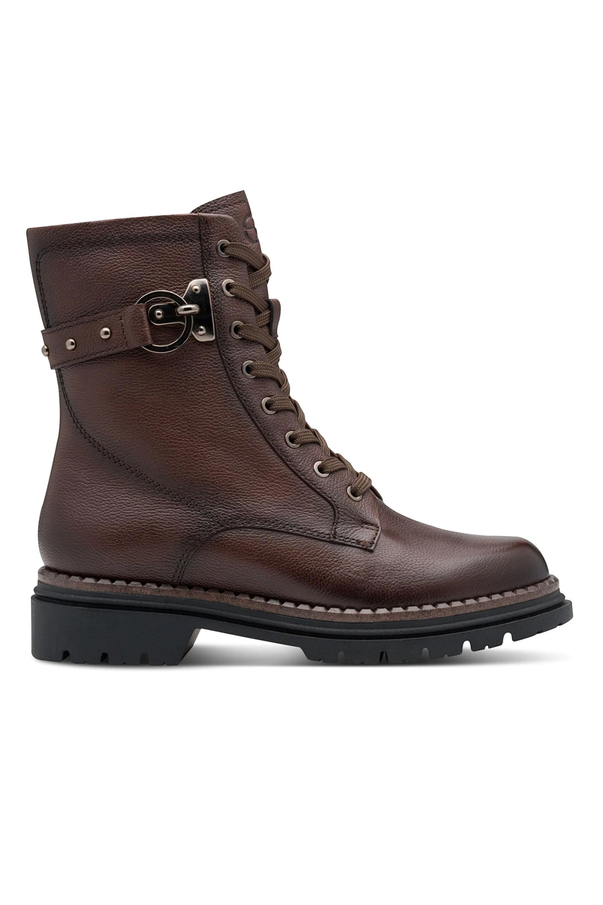 Brown Tamaris Brown Tamaris Womens Brown Leather Combat Boot, Image 1 of 6