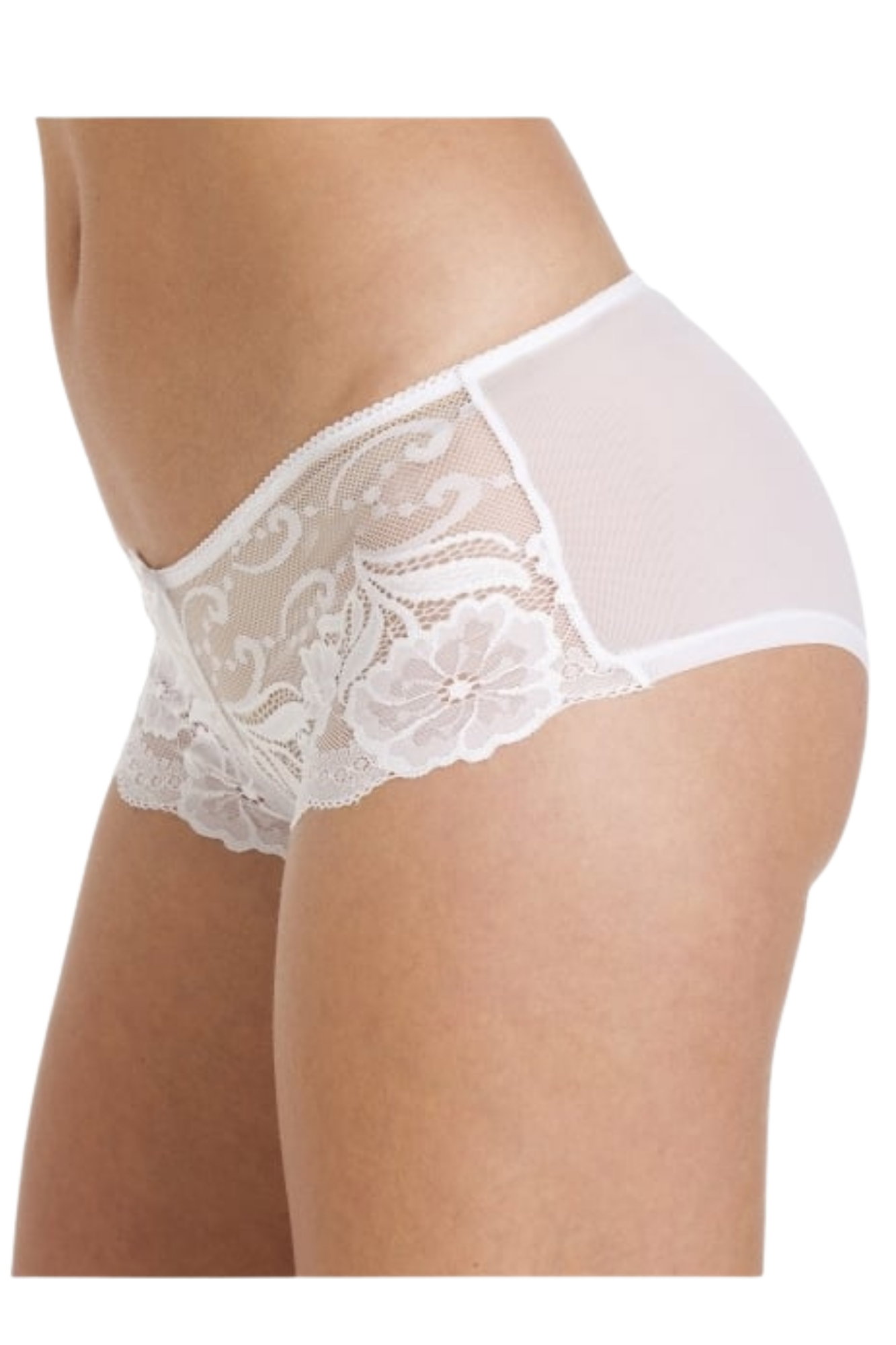 White Camille Lingerie White 2 Pack Floral Lace Boxershort, Image 4 of 4