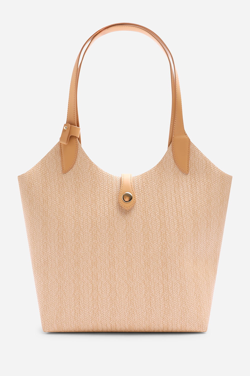 Beige Akira Raffia Shoulder Bag with Contrast Front Pocket, Image 1 of 7