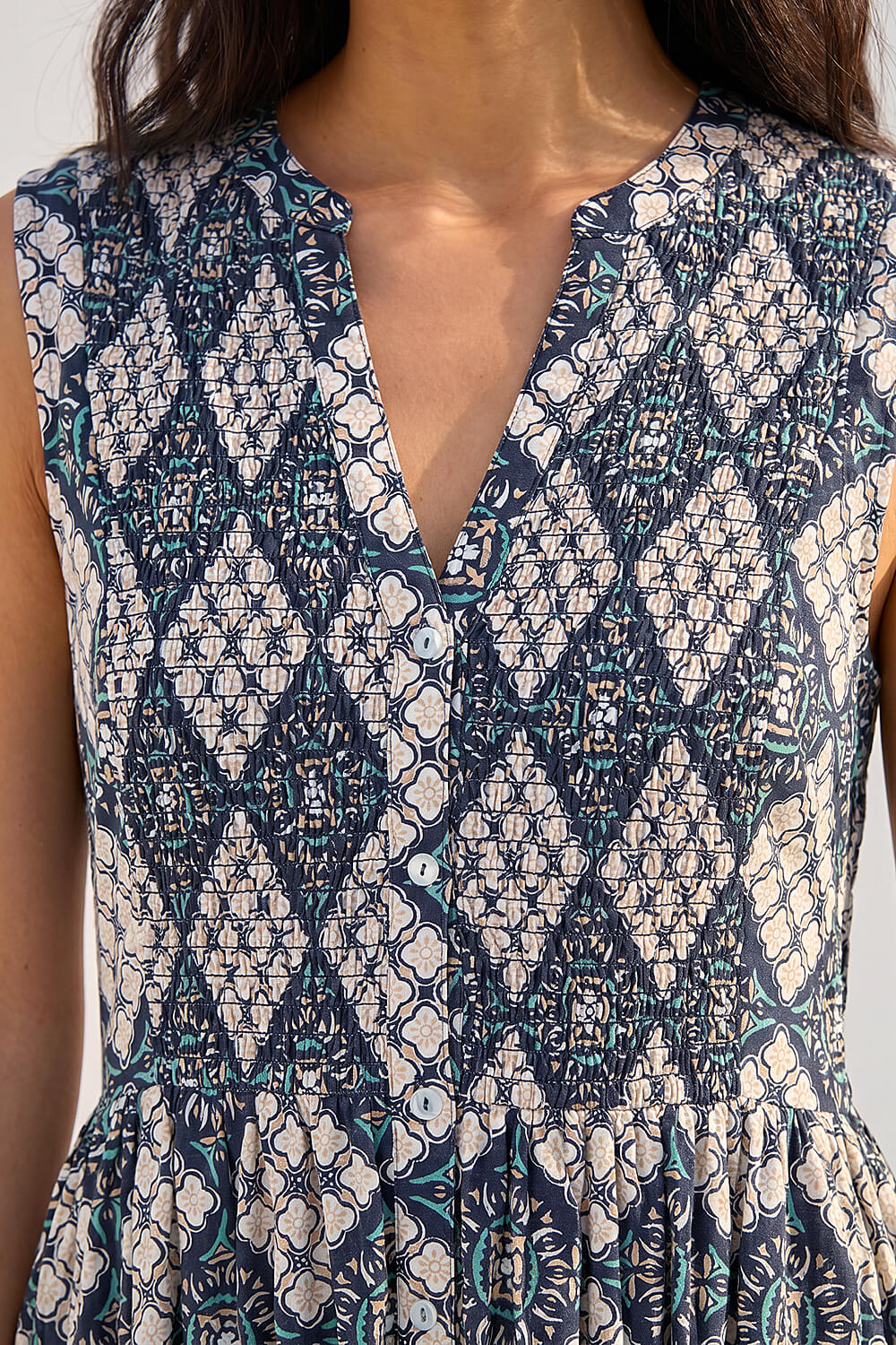 Navy Petite Button Down Dress, Image 5 of 4