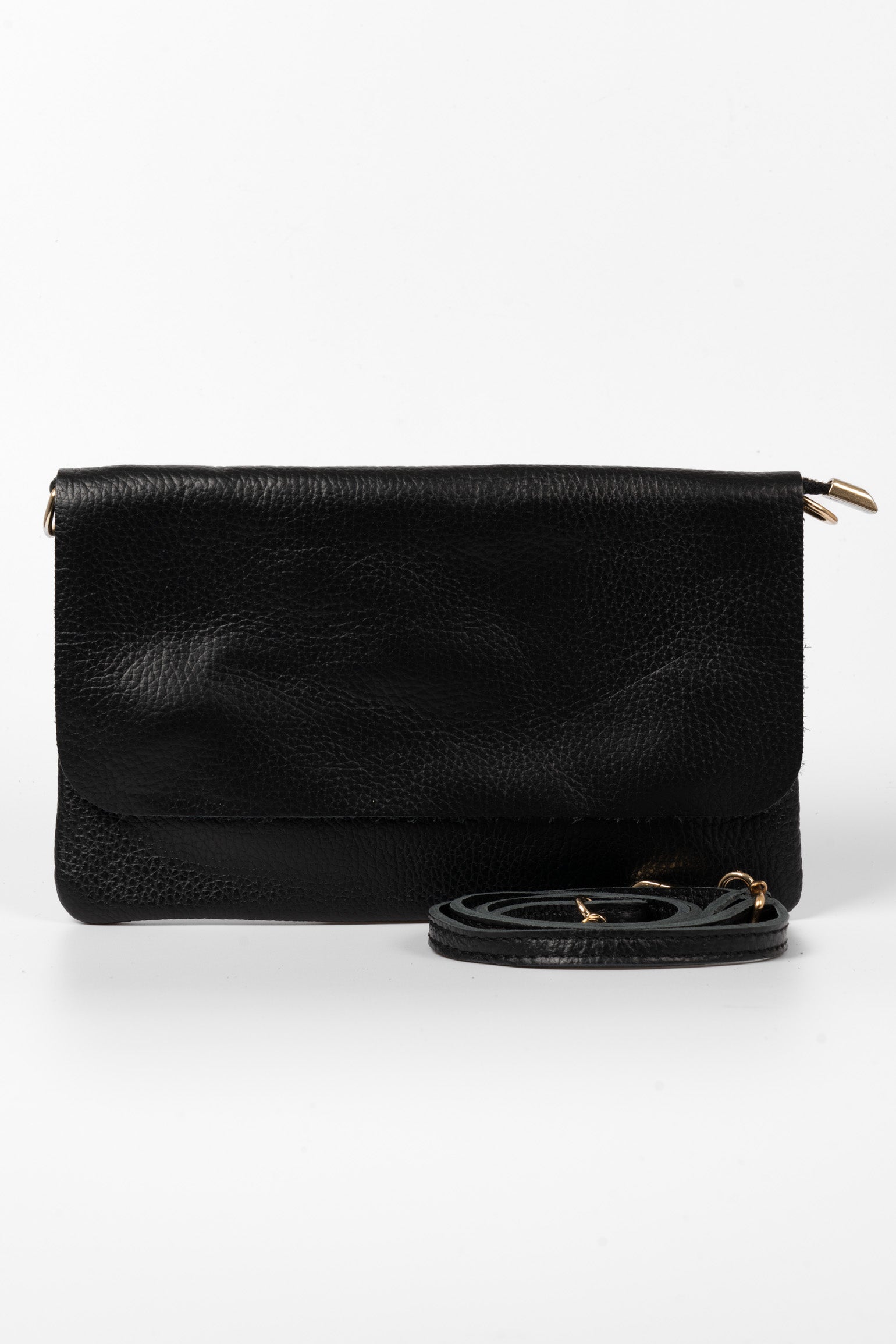 Black Italian Leather Clutch Bag, Image 3 of 3