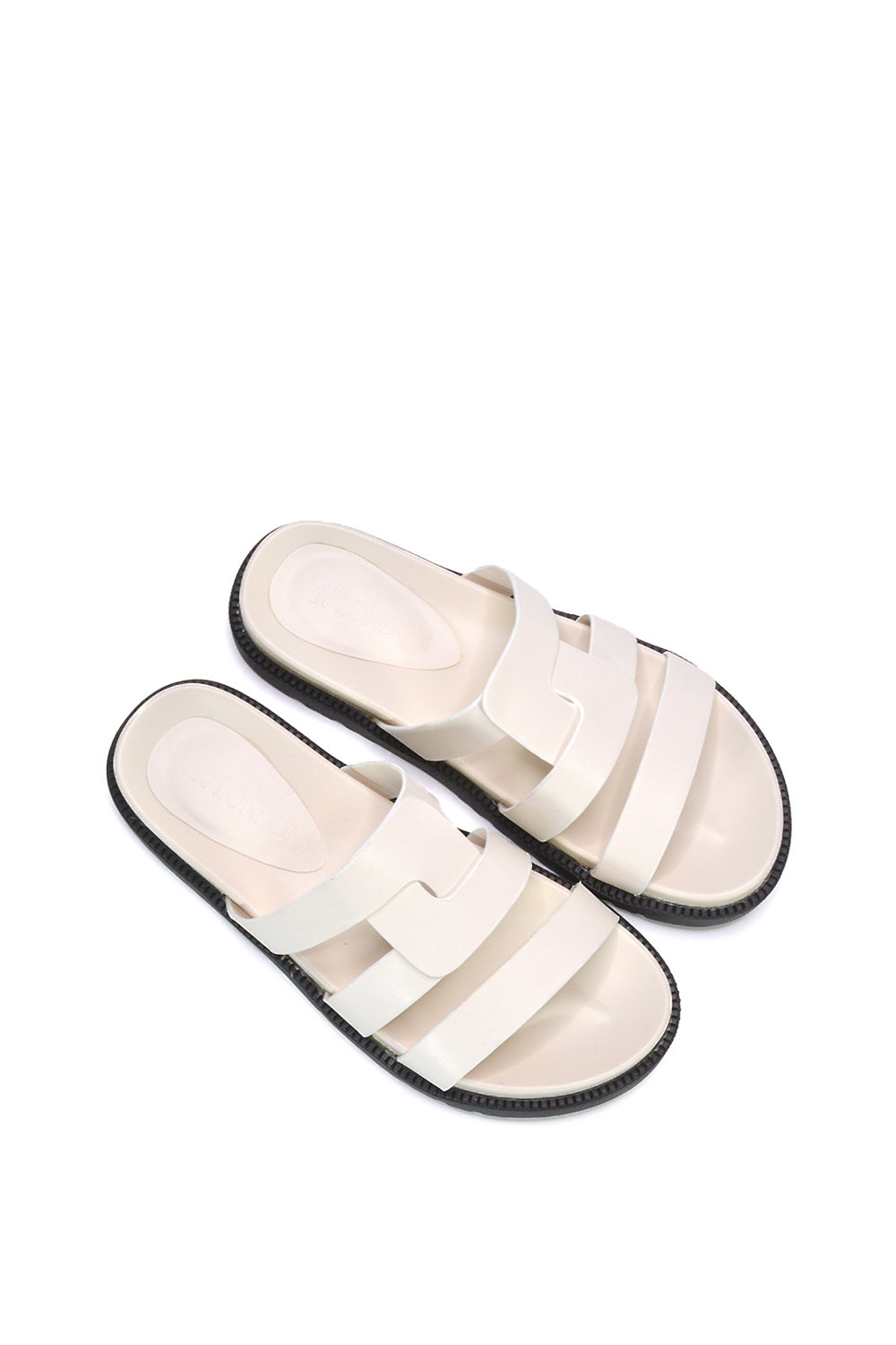 White XY LONDON White 'Aurelia' Flat Slider Sandals With Comfortable Footbed, Image 6 of 6